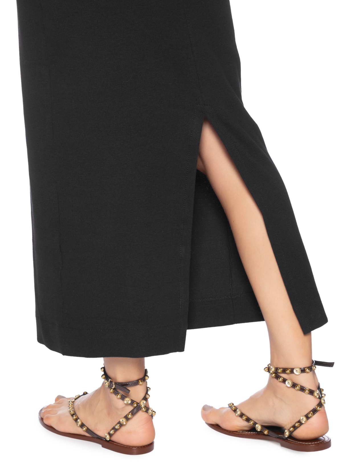 Vestido Midi Rib Maxi Flor Preto Farm