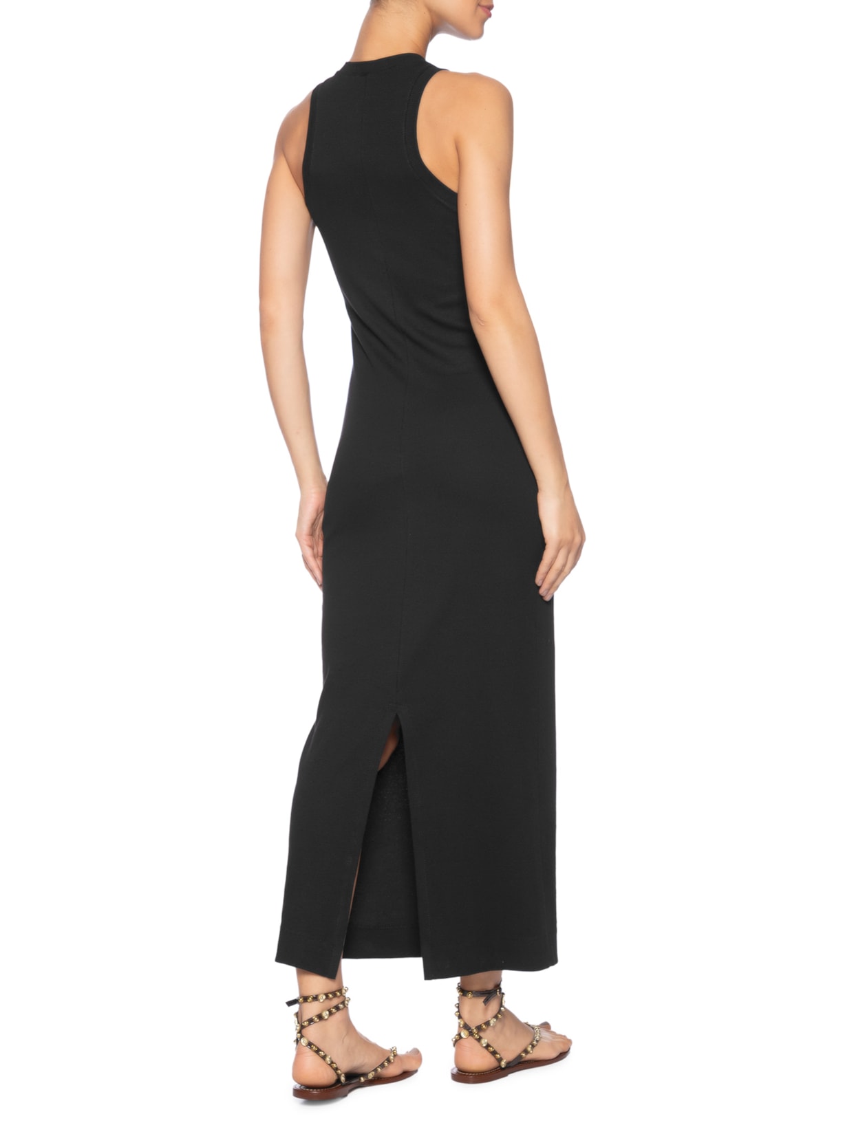 Vestido Midi Rib Maxi Flor Preto Farm