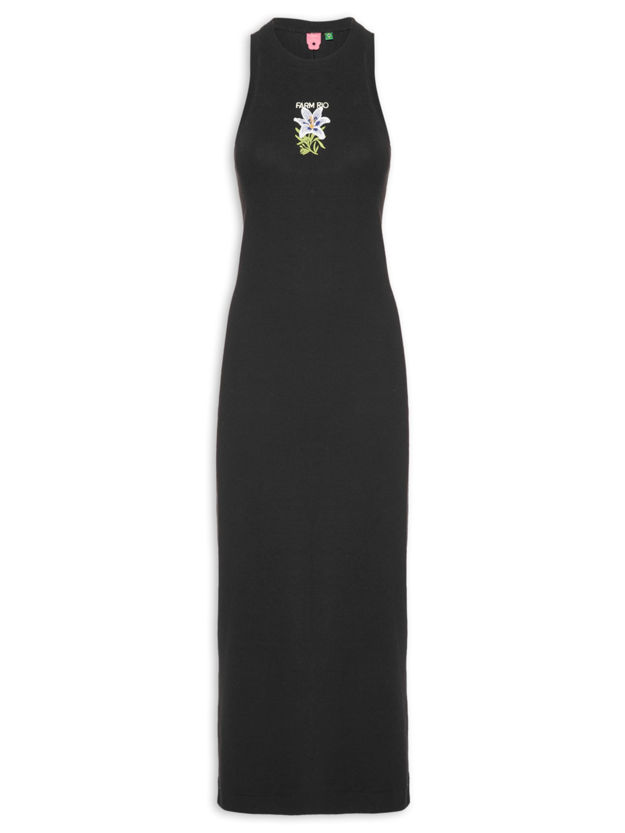 Vestido Midi Rib Maxi Flor - Preto