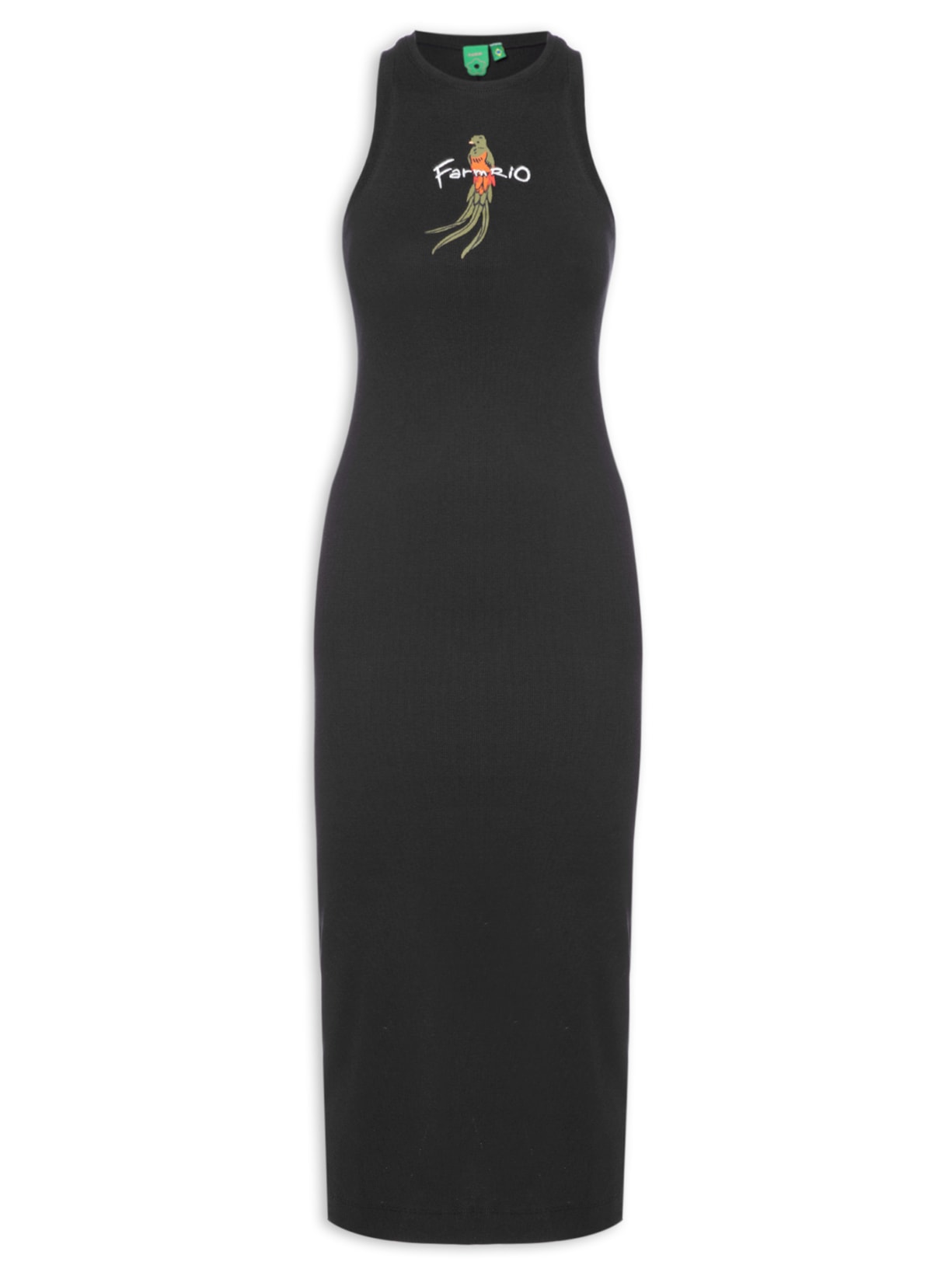 Vestido Midi Ribana Pássaros - Preto