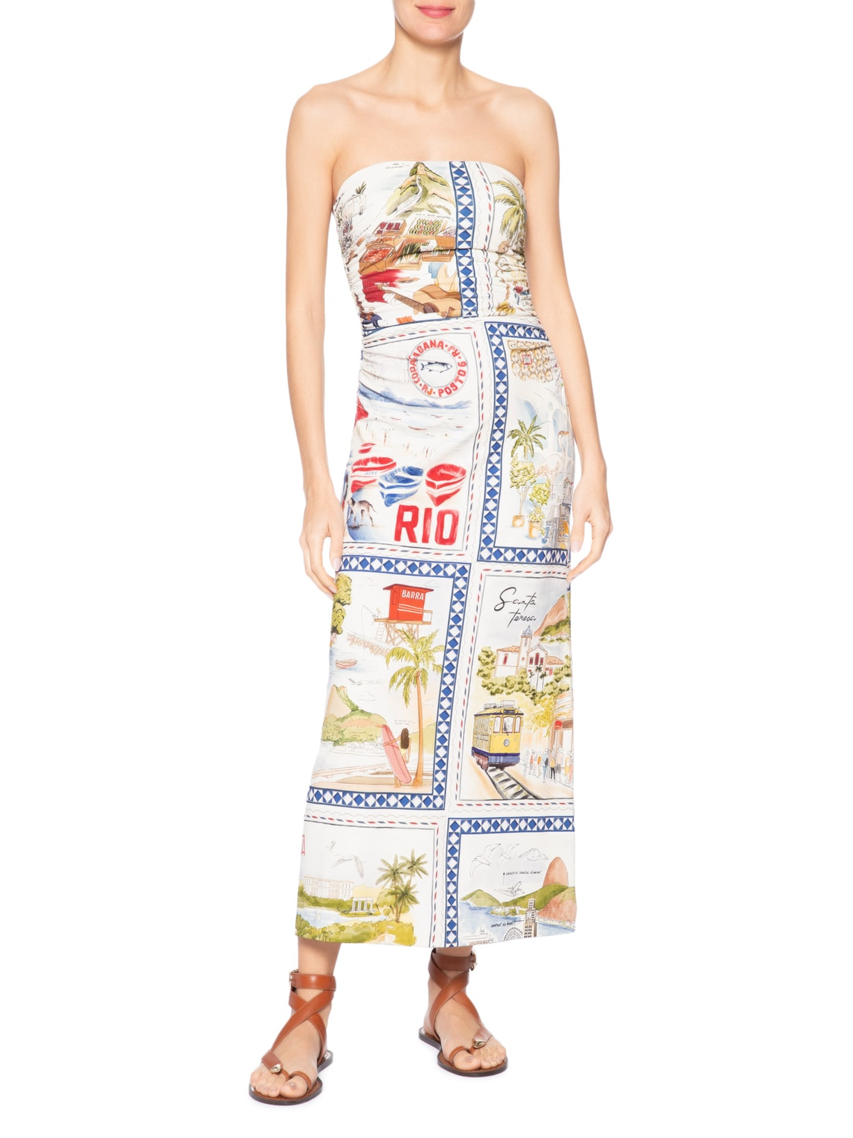 Vestido Midi Rio a Dentro  – Bege Farm