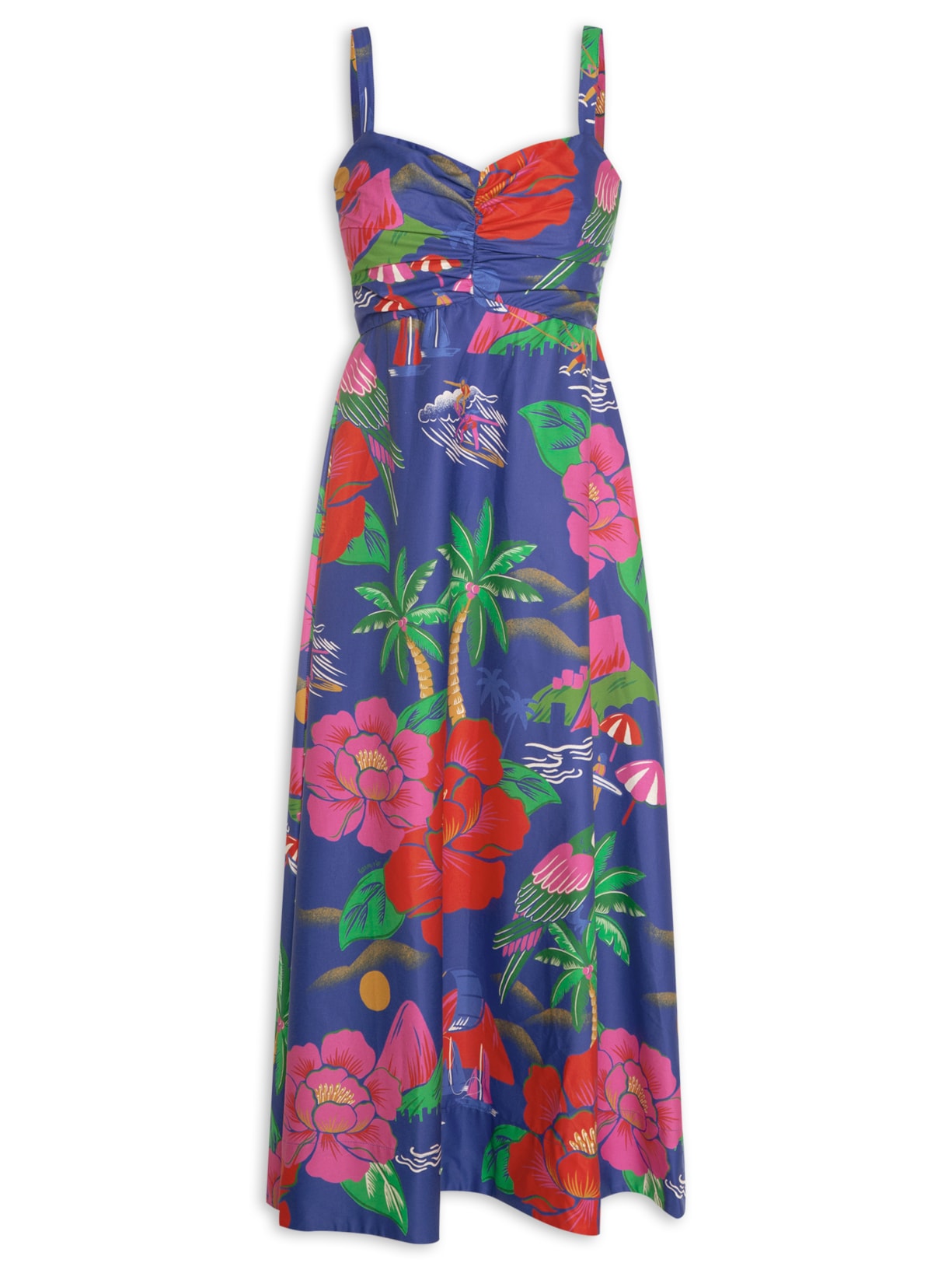 Vestido Midi Rio De Flor - Azul