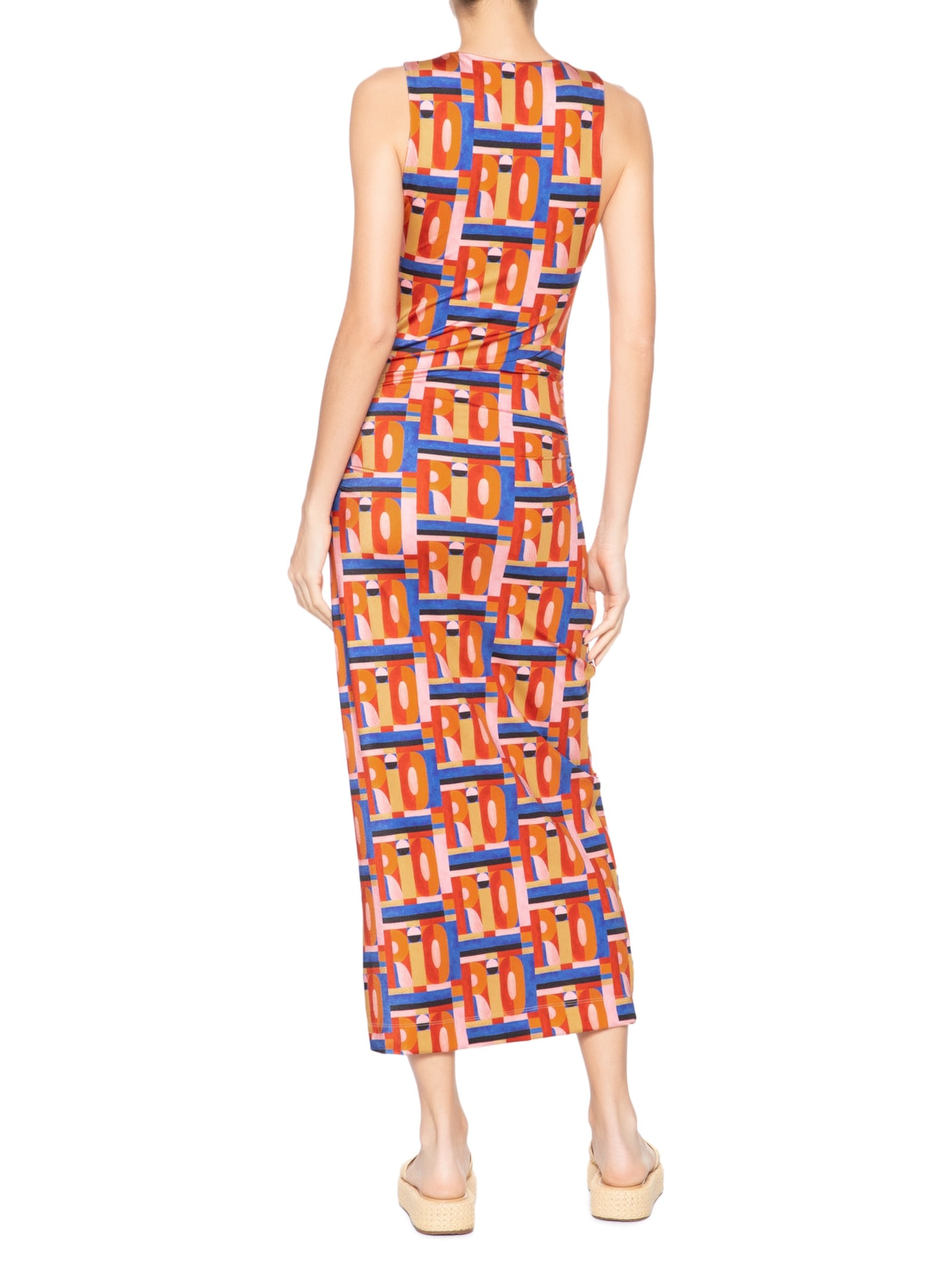 Vestido Midi Rio Gráfico Rosa Farm