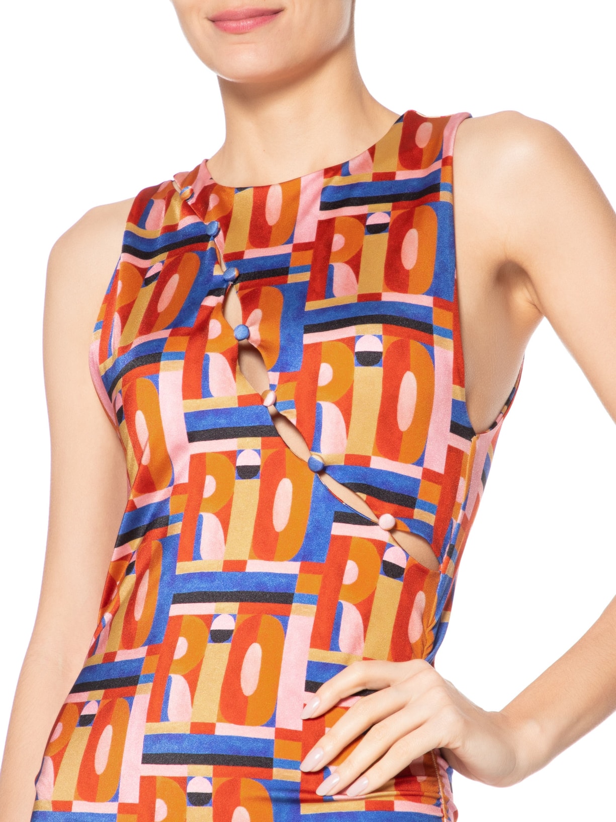 Vestido Midi Rio Gráfico Rosa Farm