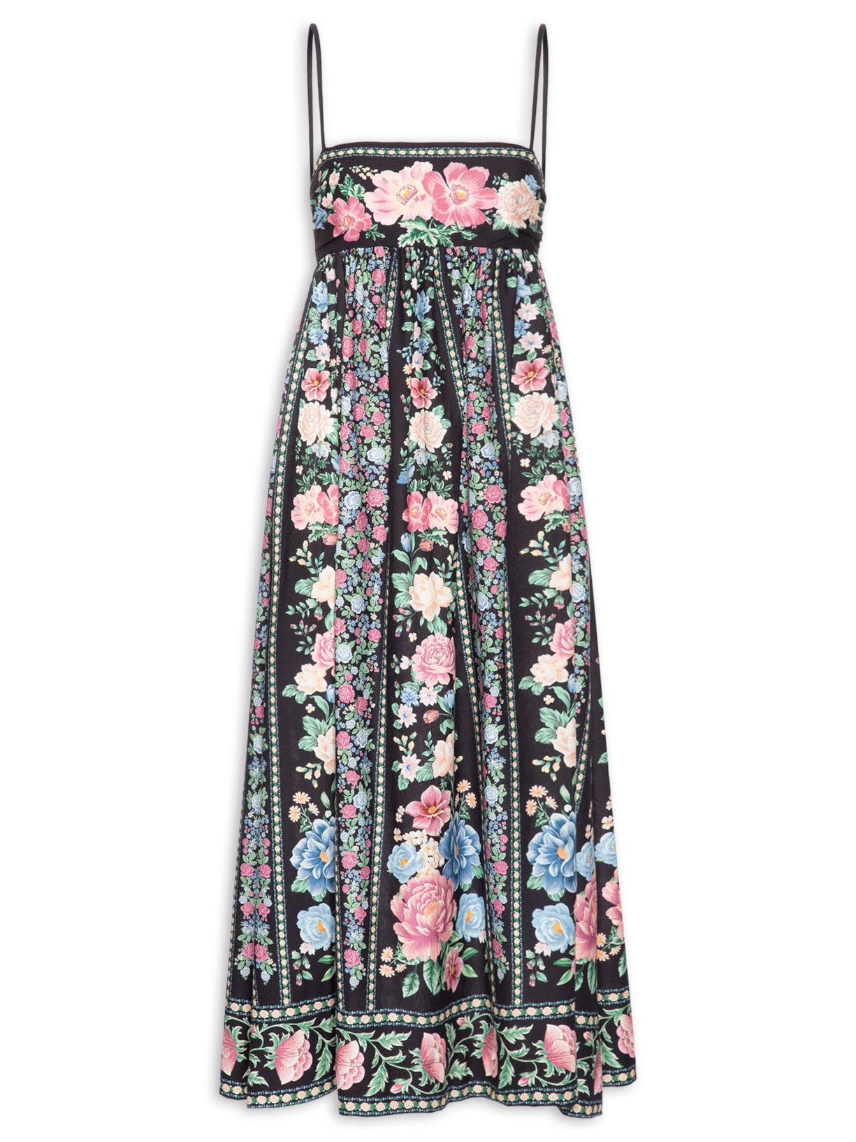 Vestido Midi Romance Preto Farm