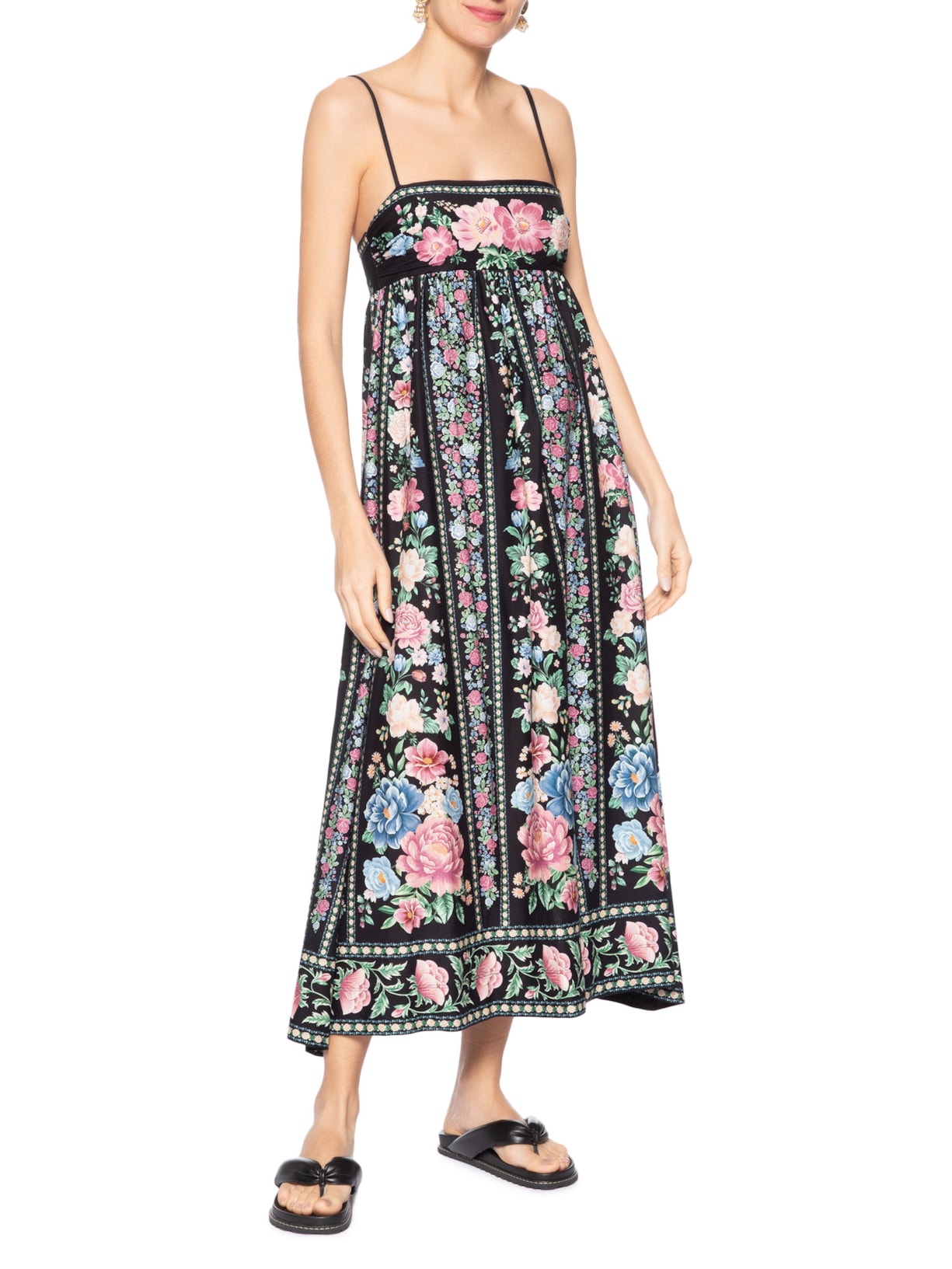 Vestido Midi Romance Preto Farm