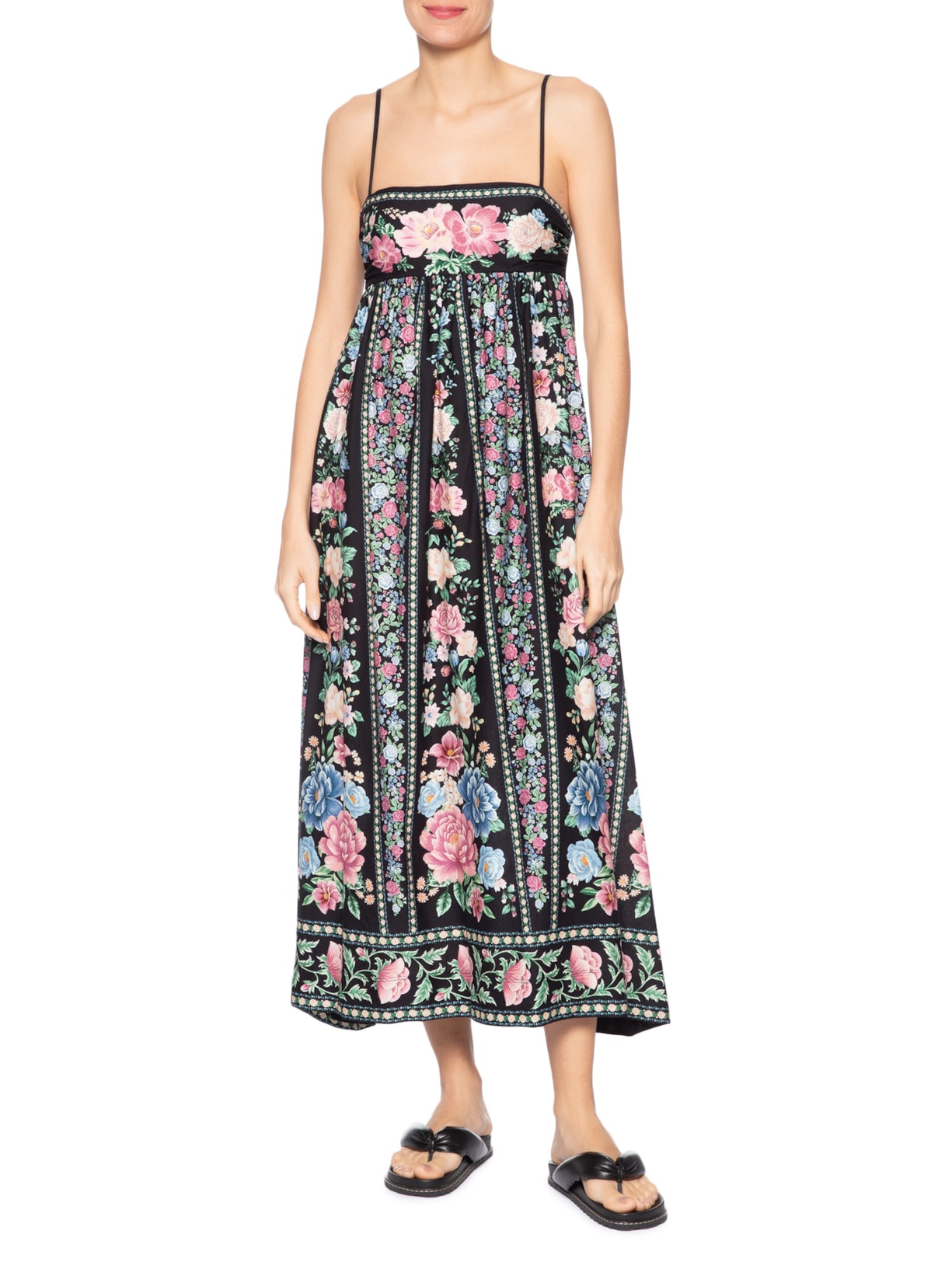 Vestido Midi Romance Preto Farm