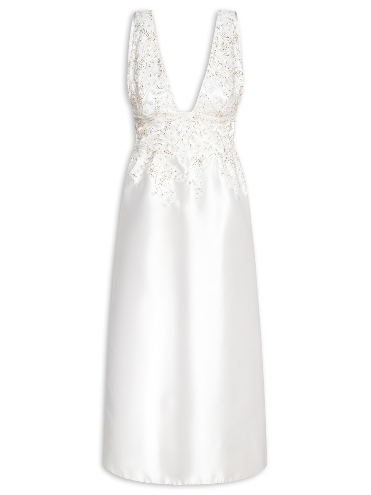 Vestido Midi Sabrina Aplicação - Branco