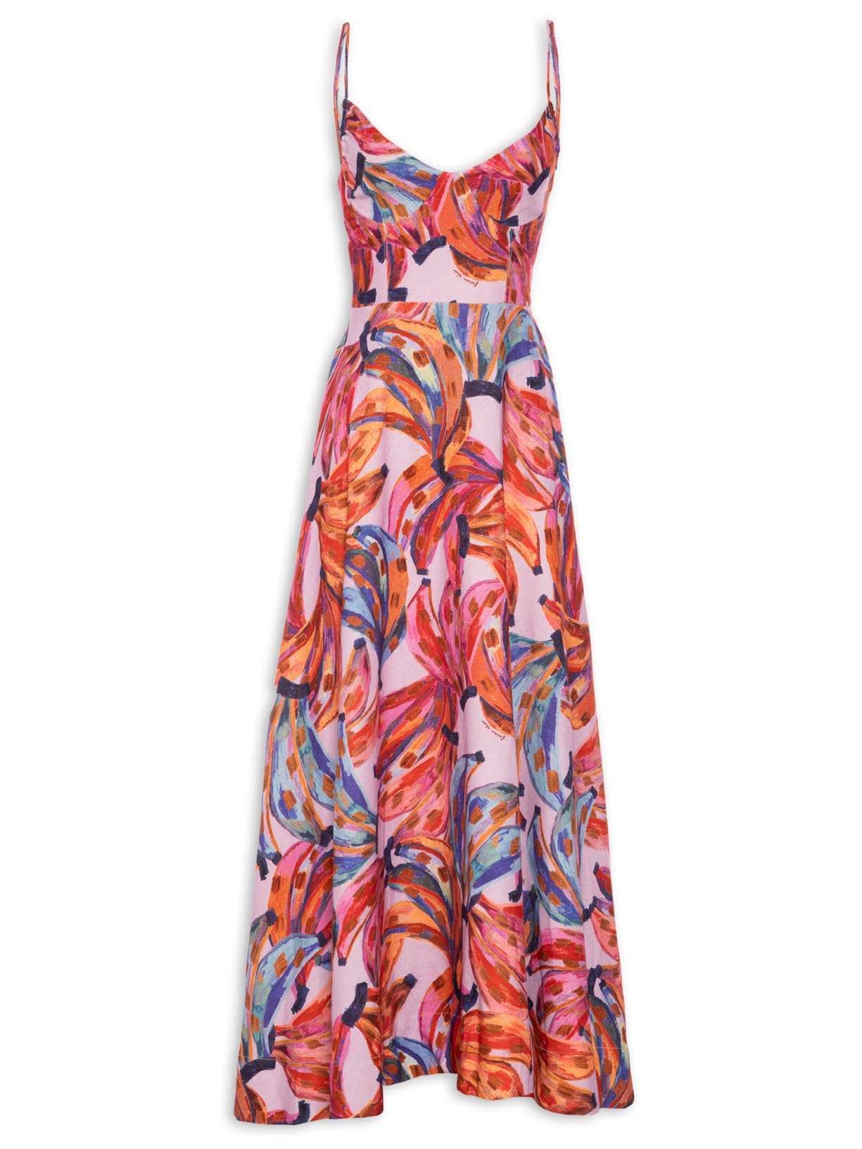 Vestido Midi Saia Gode Cor De Banana - Roxo