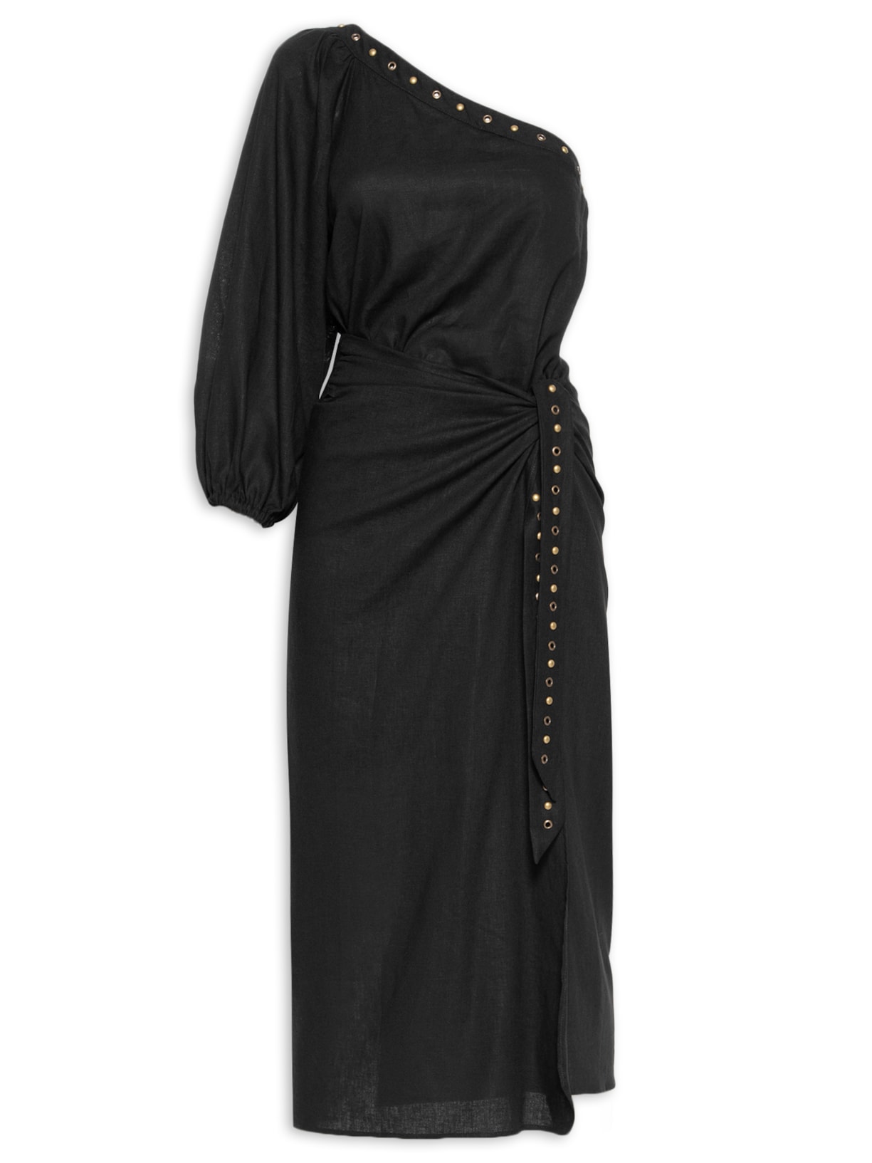 Vestido Midi Saia Pareo - Preto
