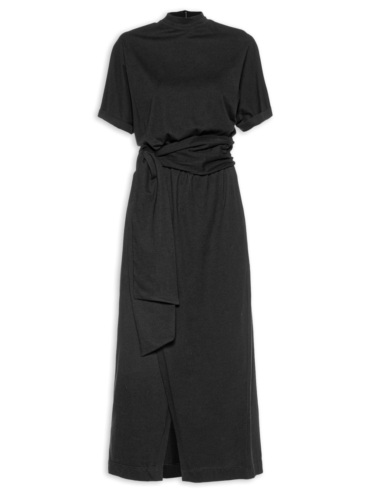Vestido Midi Saia Transpassada - Preto