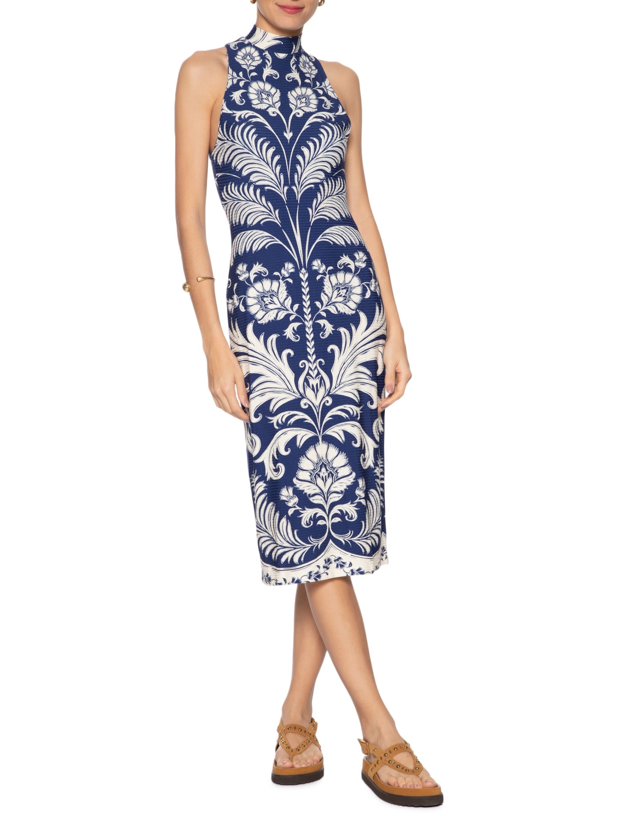 Vestido Midi Santorini Azul Farm