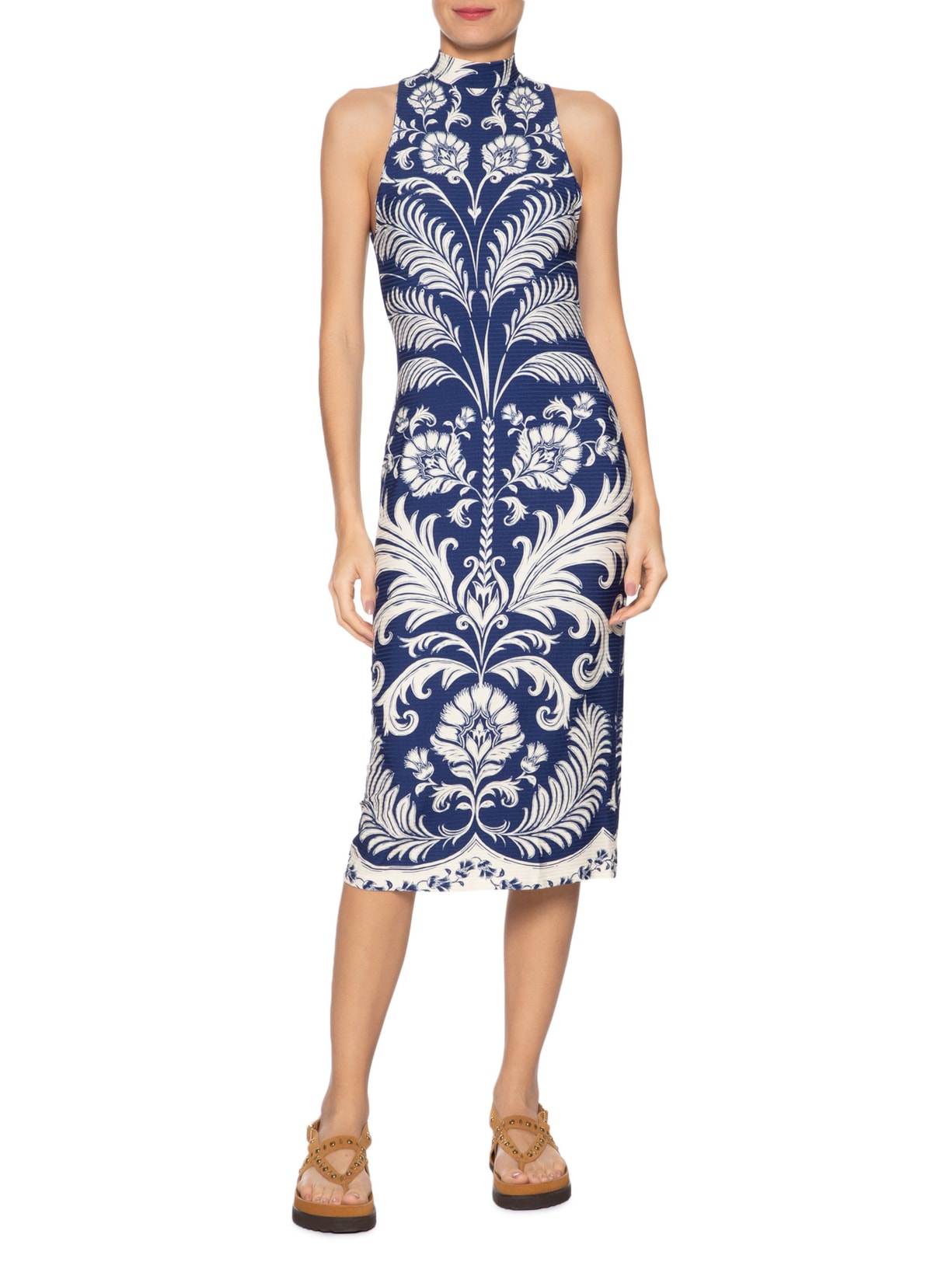 Vestido Midi Santorini Azul Farm