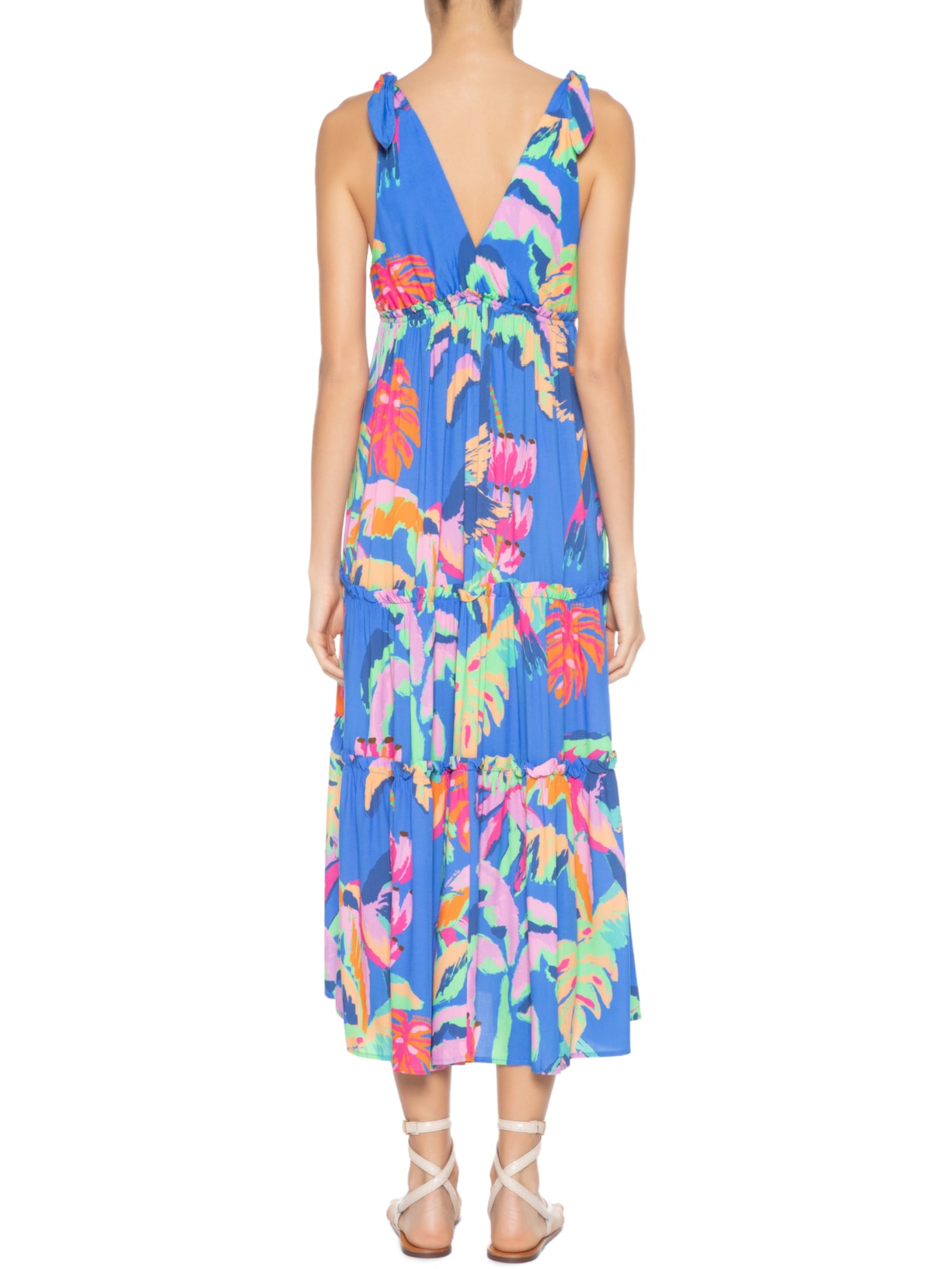 Vestido Midi Selva Pintada Azul Farm