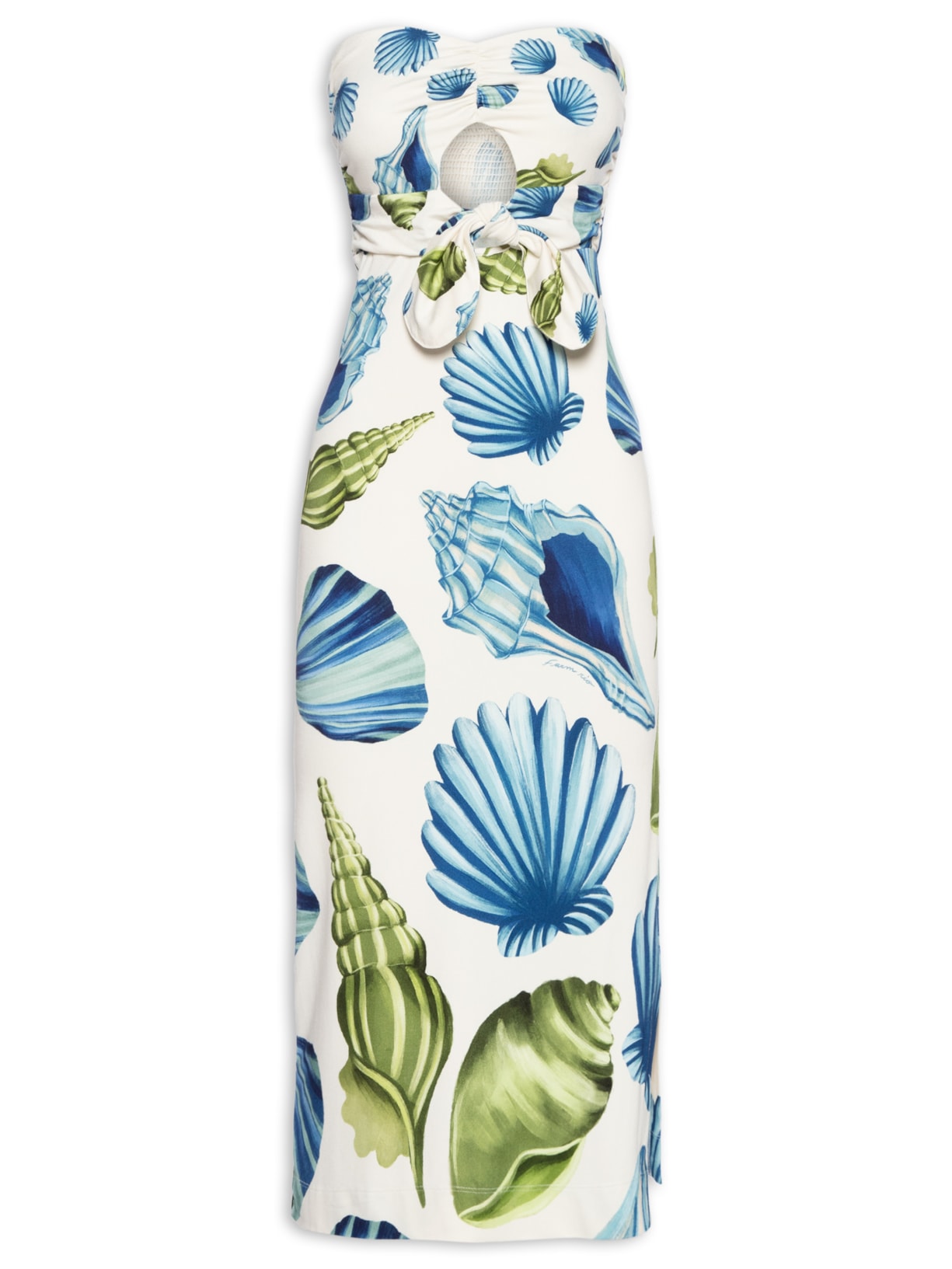 Vestido Midi Sem Alça Concha Litoral - Branco