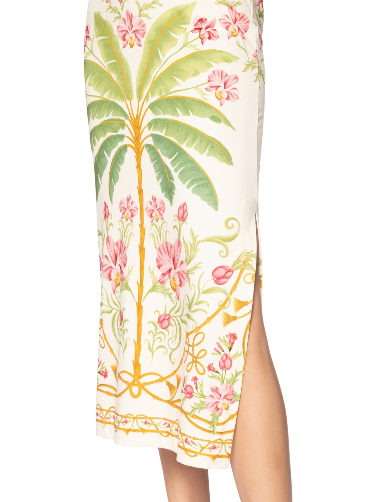 Vestido Midi Sem Alça Floral Nusa Off White Farm