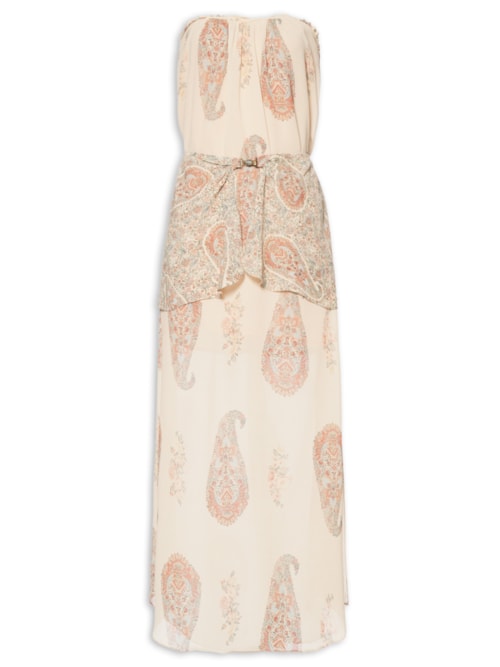Vestido Midi Sem Alça Ggt Flory - Bege