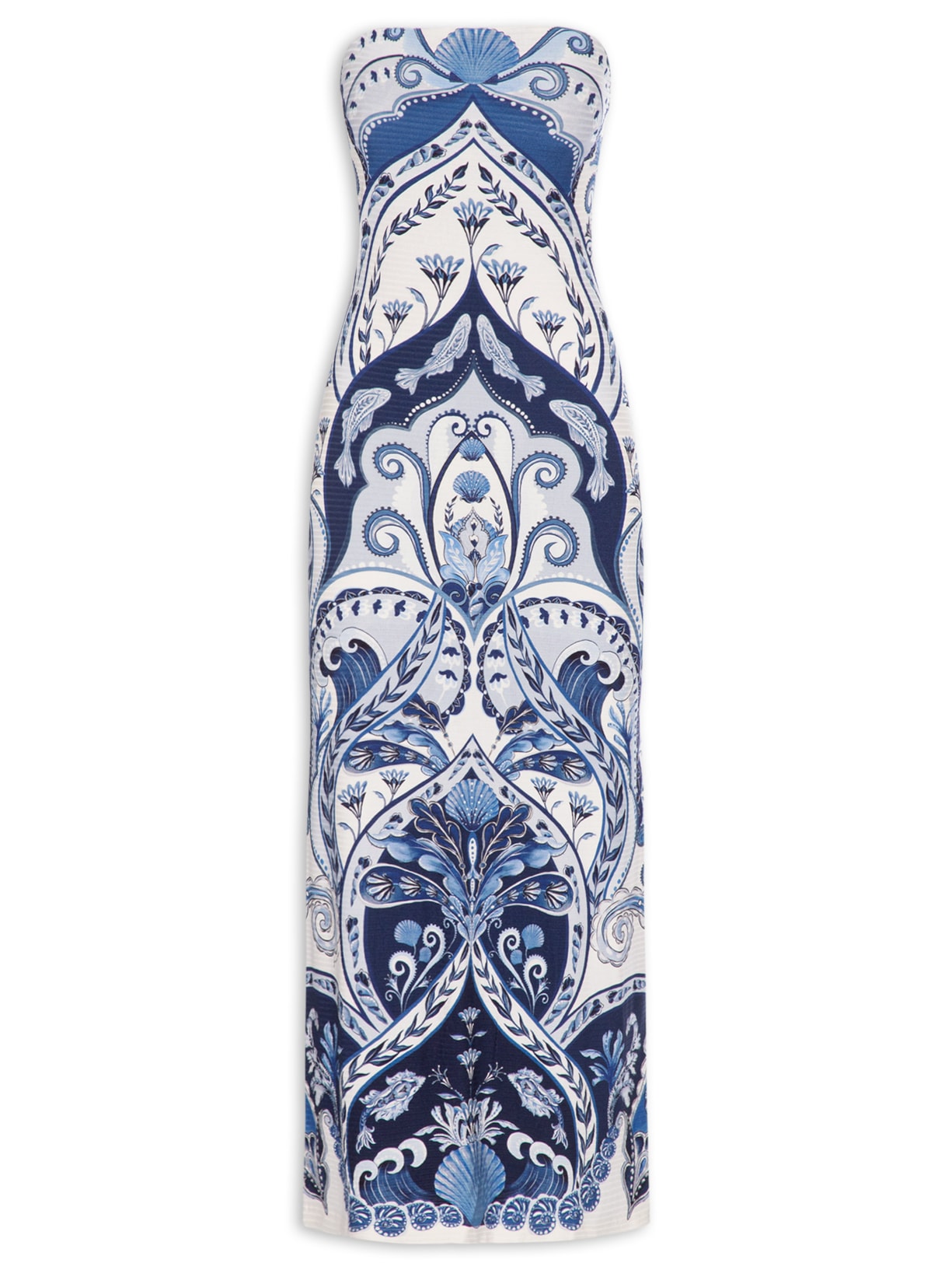 Vestido Midi Sem Alça Ondina Azul Farm