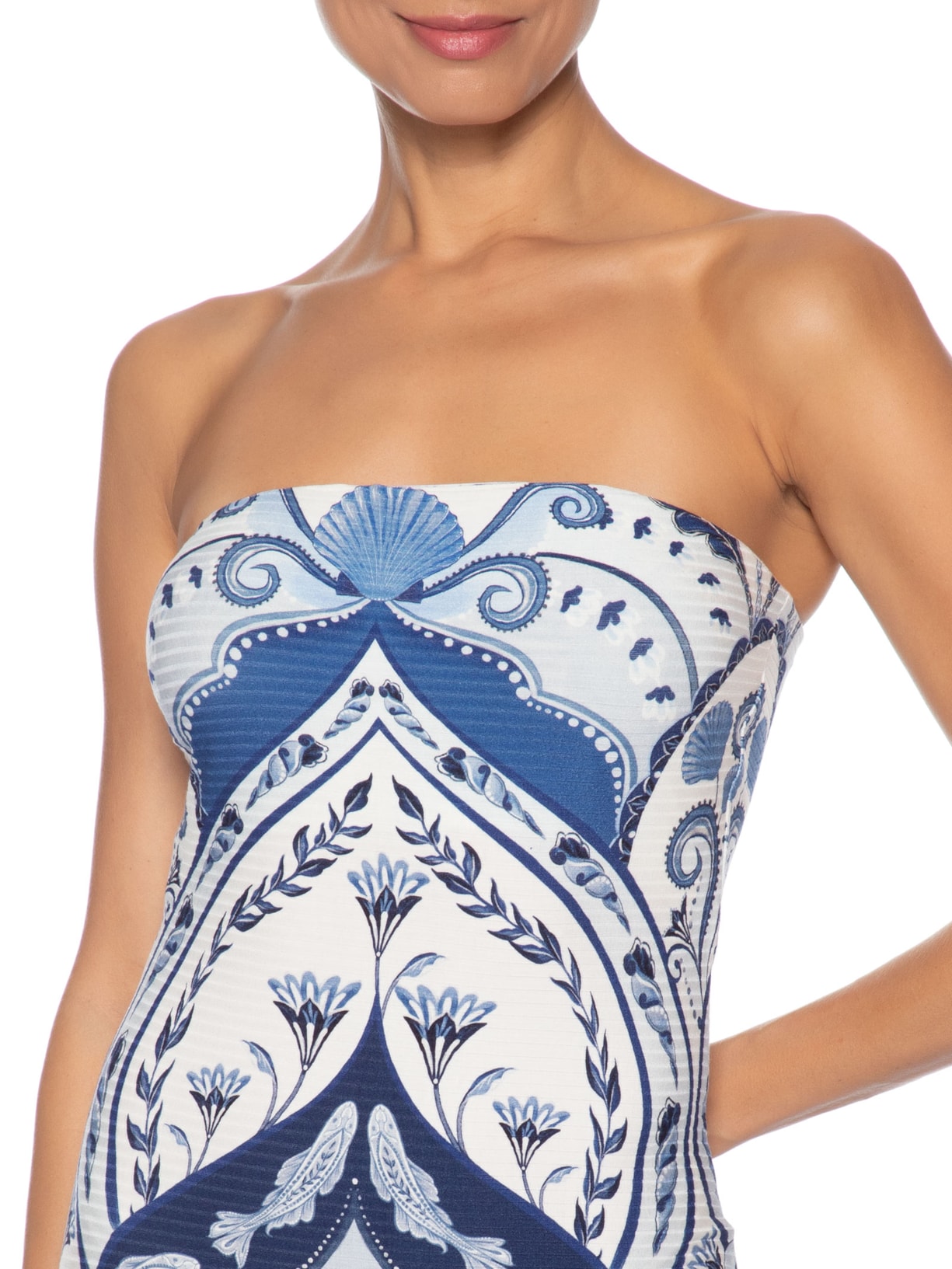 Vestido Midi Sem Alça Ondina Azul Farm