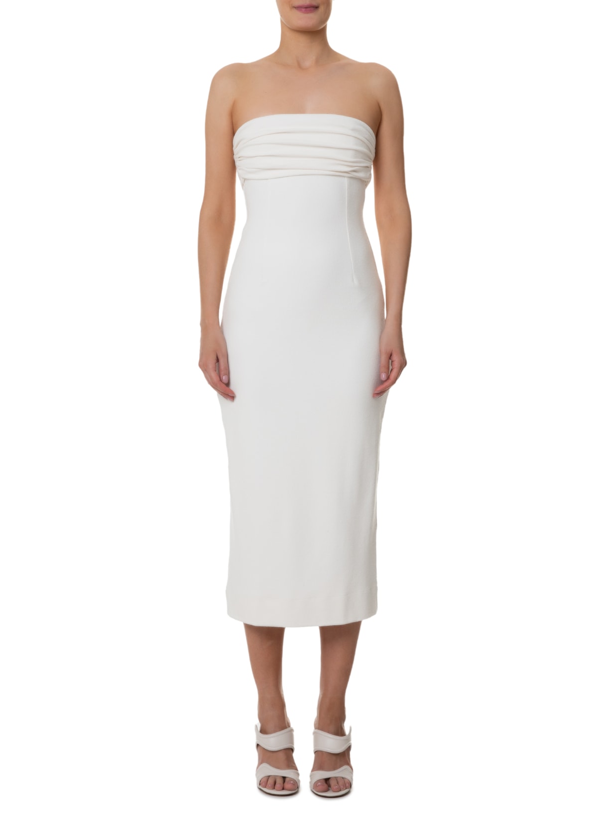 Vestido Midi Sem Alça Textura Animale Branco - Main Image