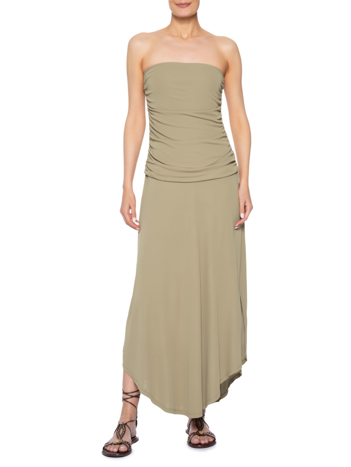 Vestido Midi Sem Alça – Verde Maria Filó
