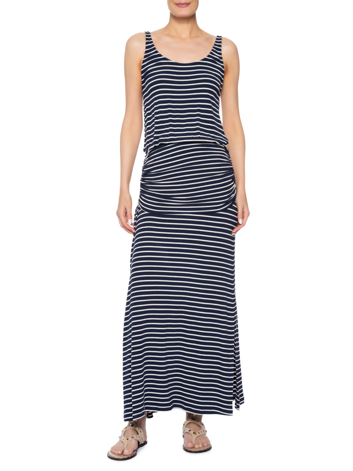 Vestido Midi Sem Manga Azul Maria Filó