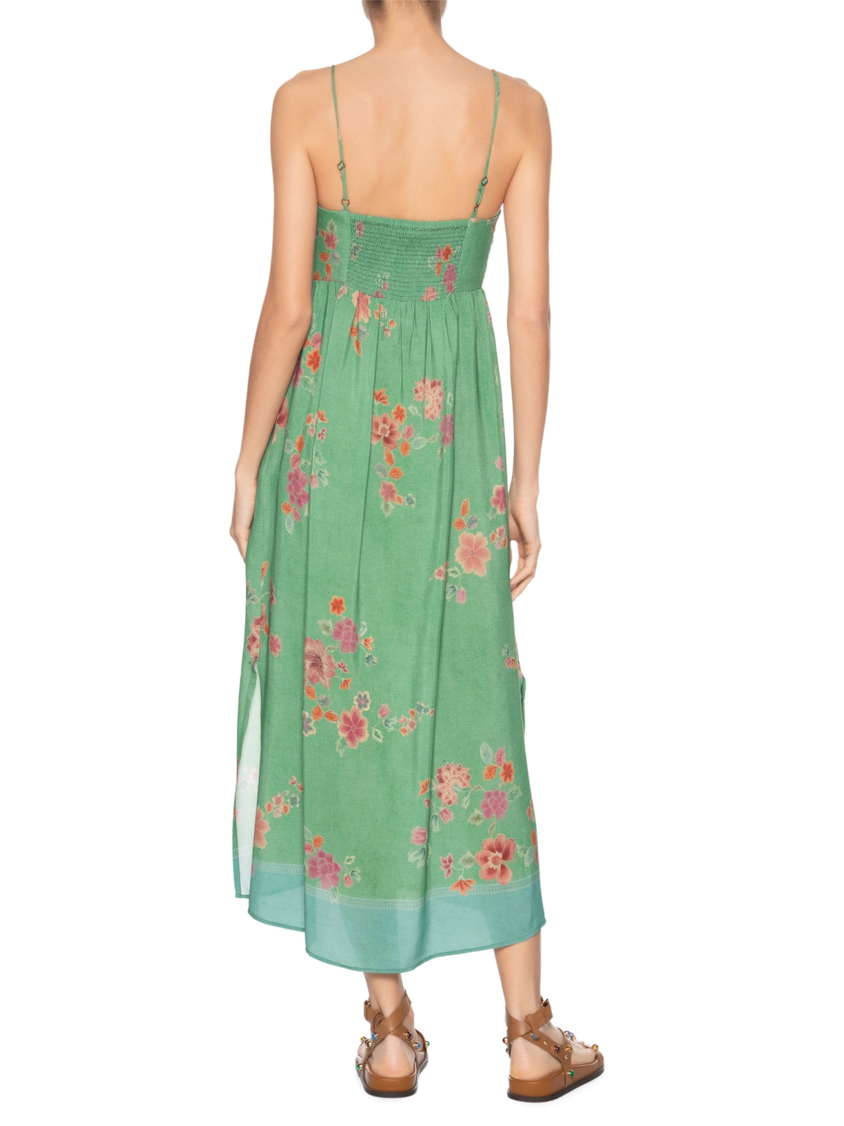 Vestido Midi Sem Manga Estampa Bliss Verde Maria Filó