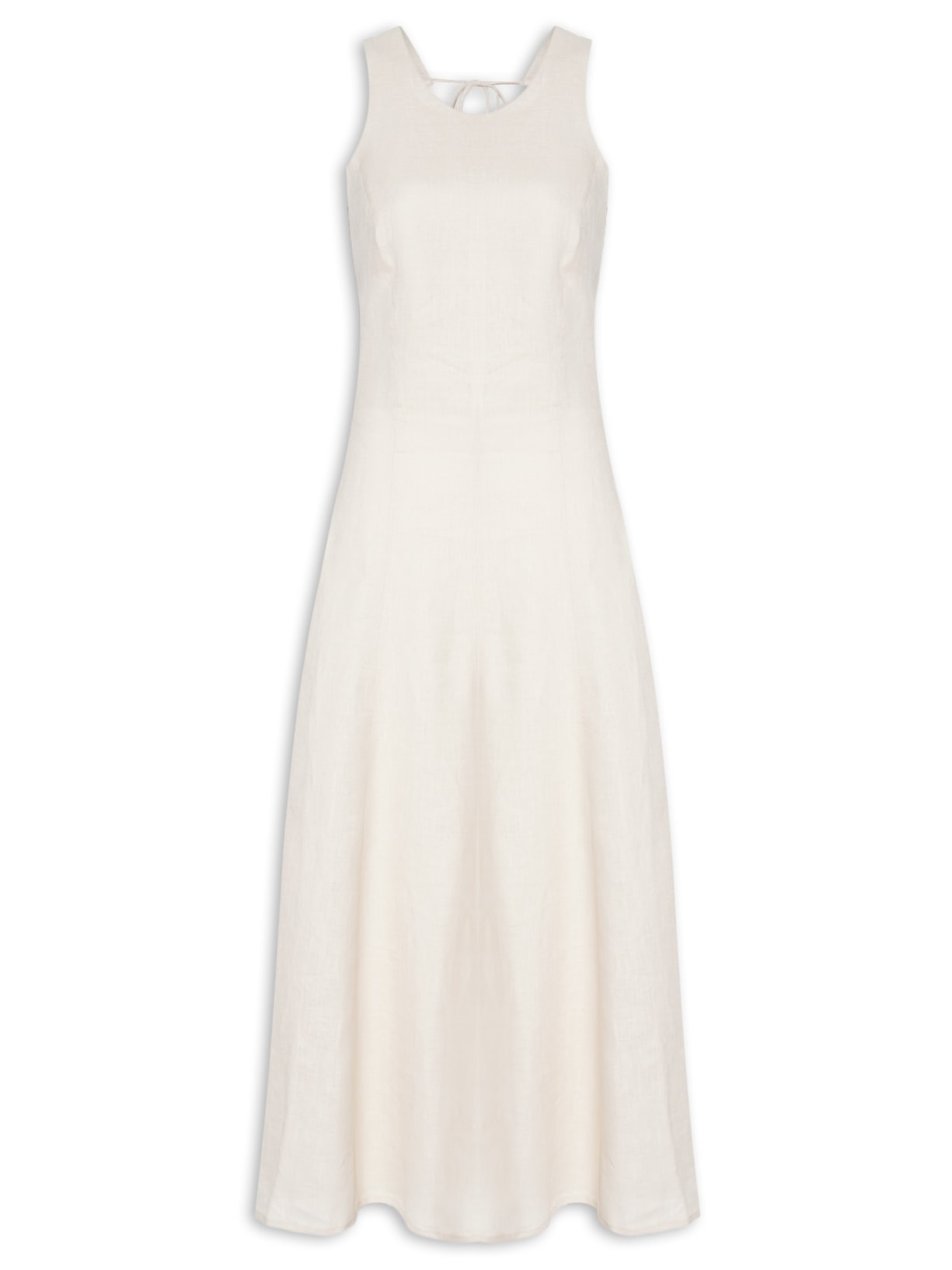 Vestido Midi Sem Manga Linho - Bege