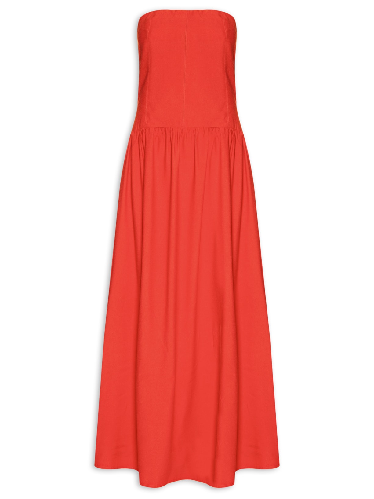 Vestido Midi Sem Manga - Vermelho