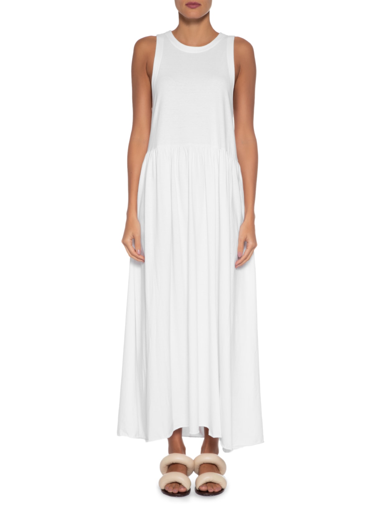 Vestido Midi Sleeveless Franzido Branco Osklen
