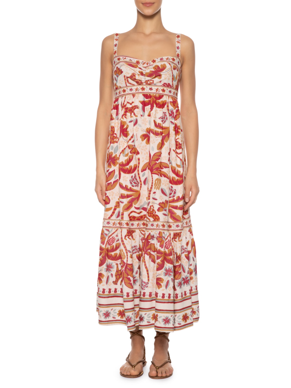 Vestido Midi Solar Das Bananas Bege Farm