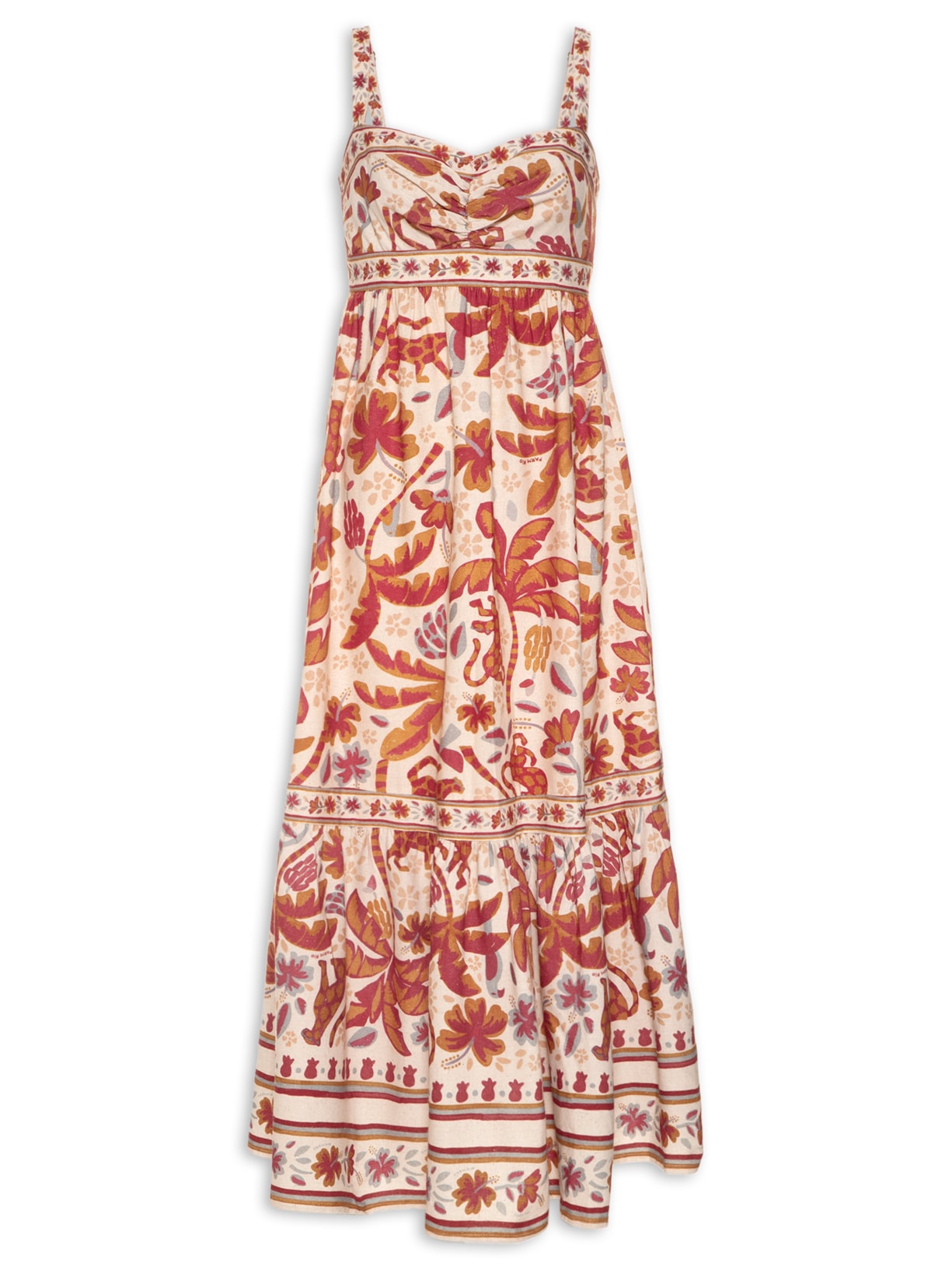 Vestido Midi Solar Das Bananas Bege Farm