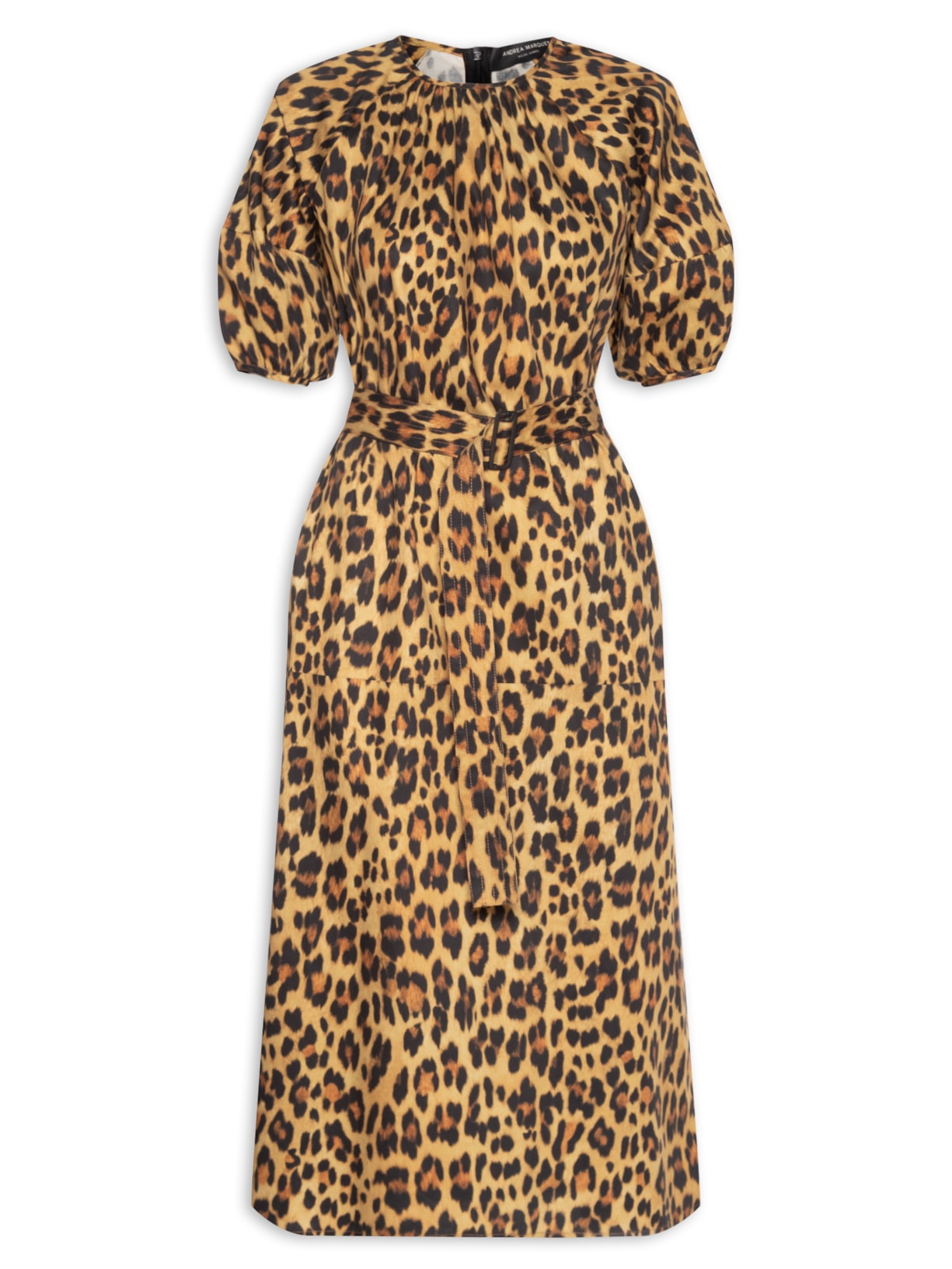 Vestido Midi Solto Manga Balão - Animal Print