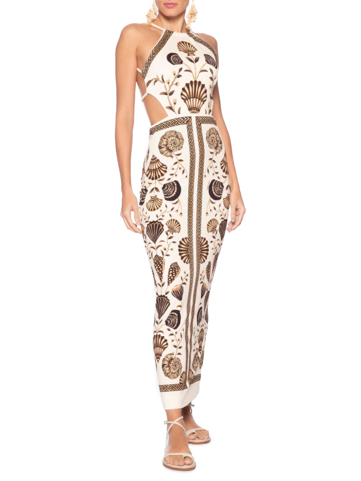 Vestido Midi Sonho De Concha Bege Farm