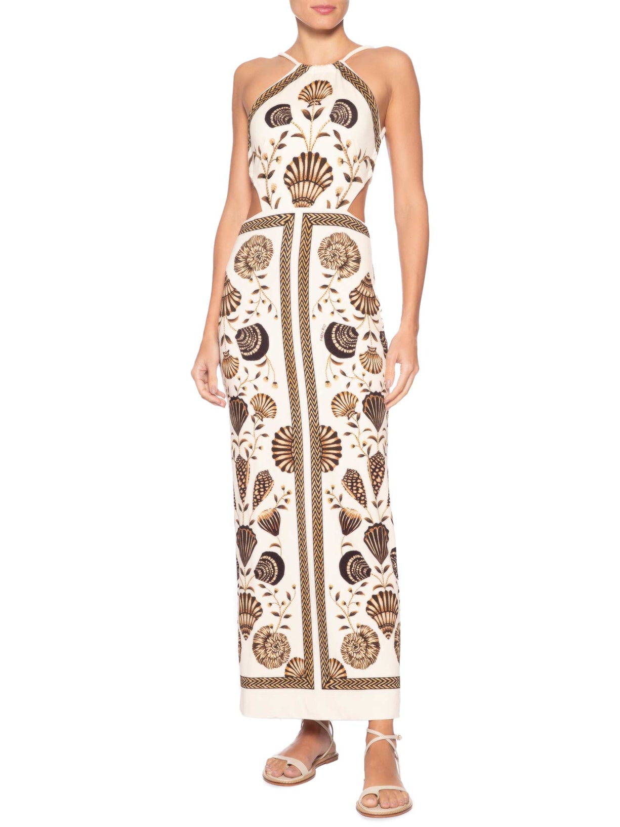 Vestido Midi Sonho De Concha Bege Farm
