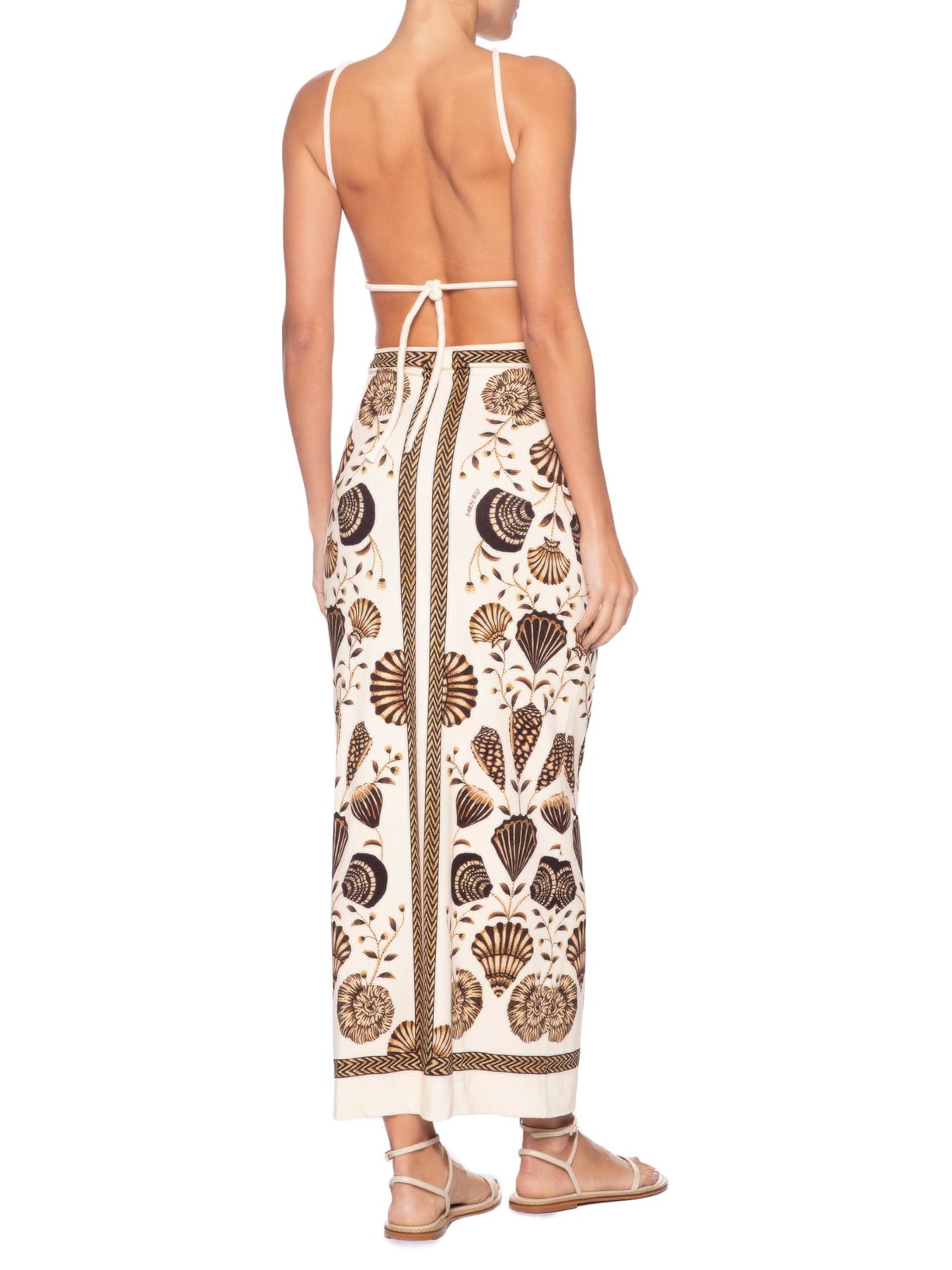 Vestido Midi Sonho De Concha Bege Farm