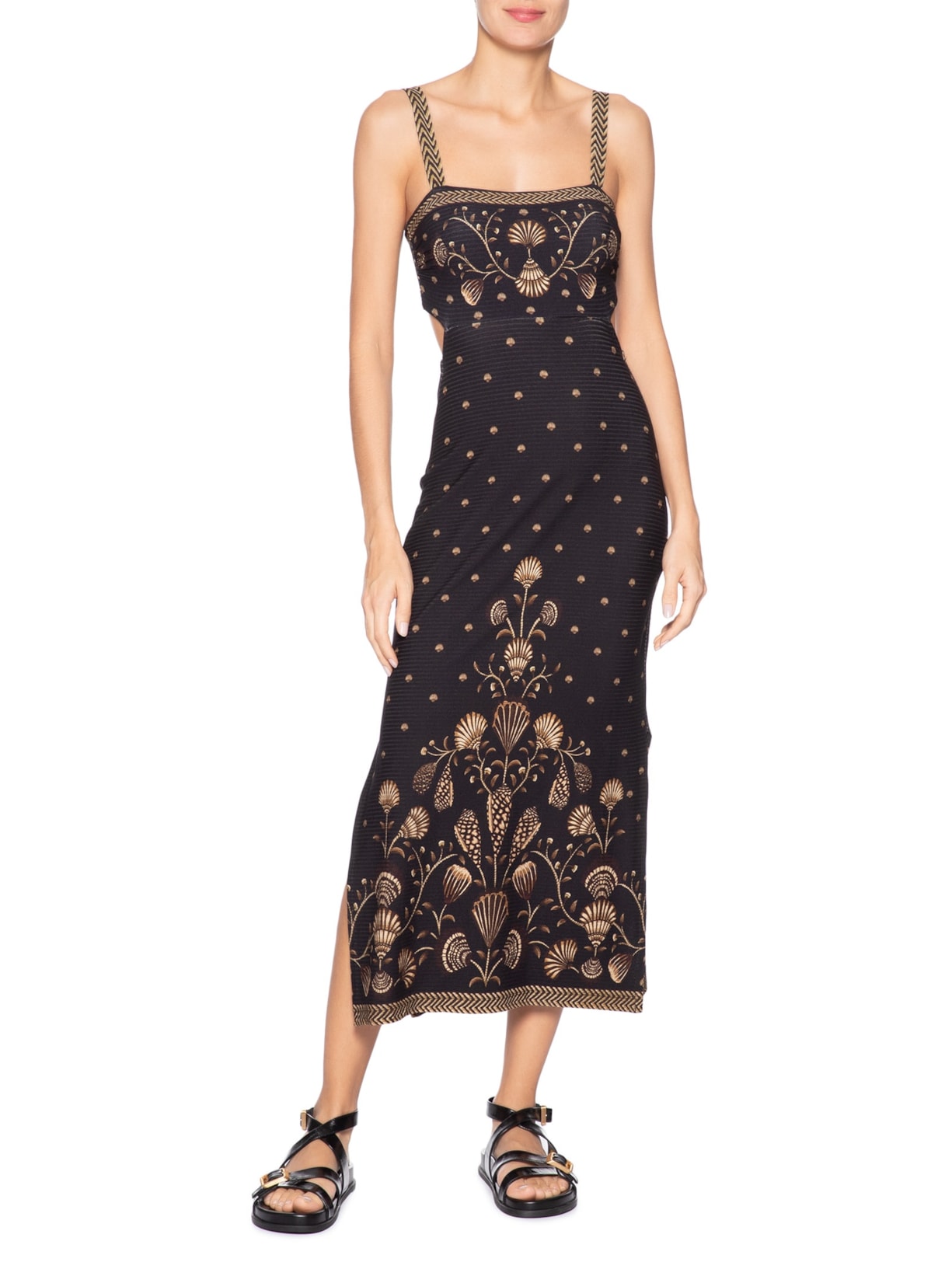 Vestido Midi Sonho De Concha Preto Farm
