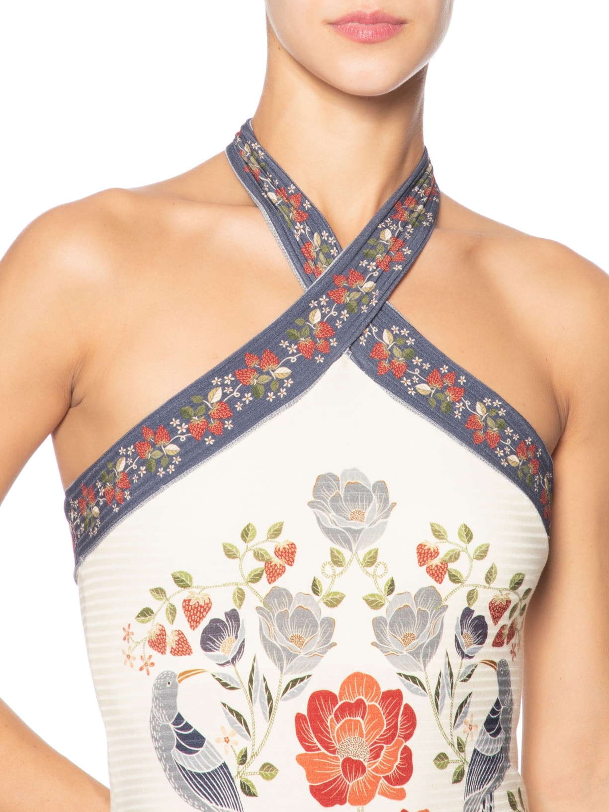 Vestido Midi Sonho De Morango Branco Farm