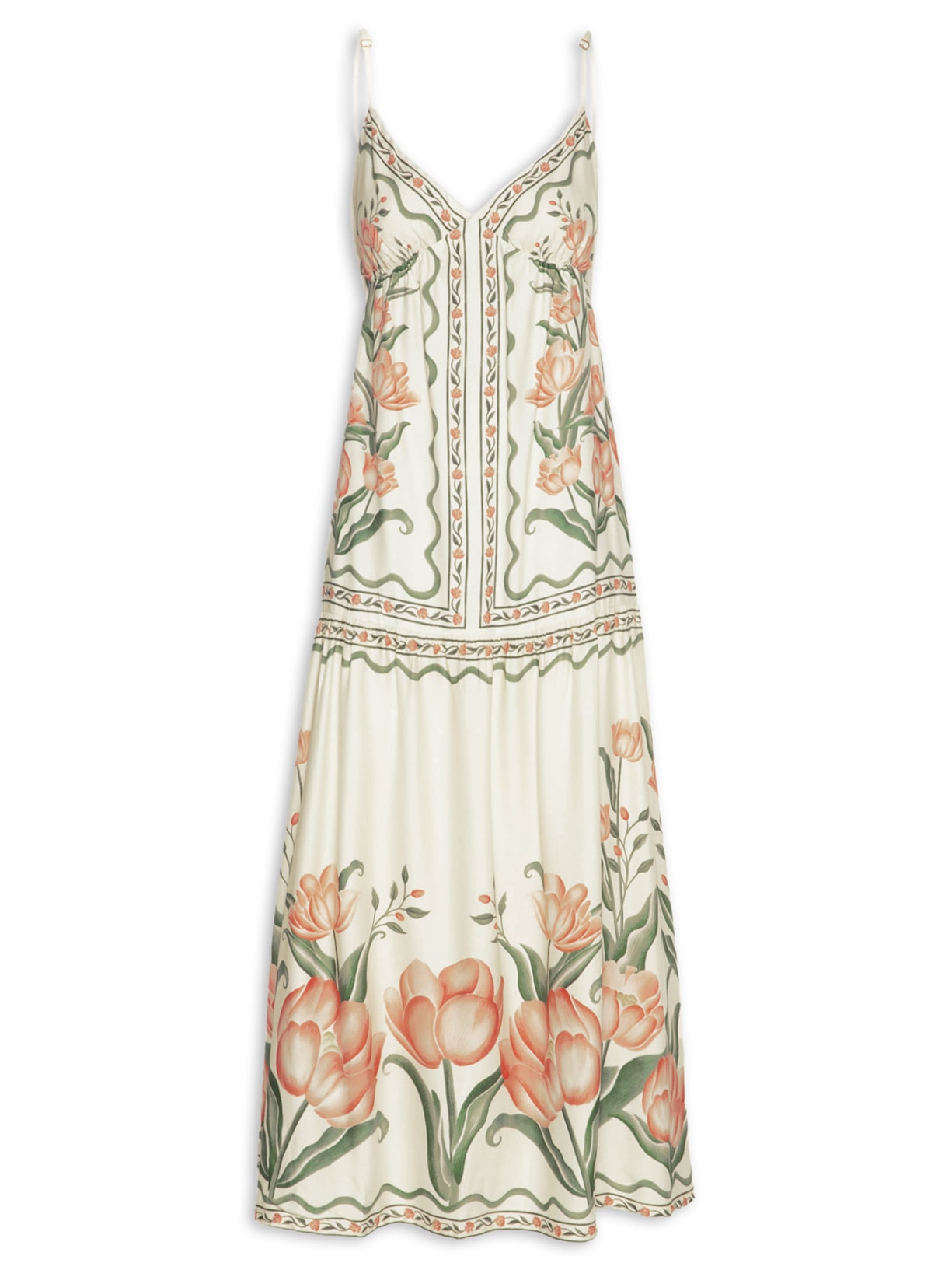 Vestido Midi Sonho De Tulipas Rosa Farm