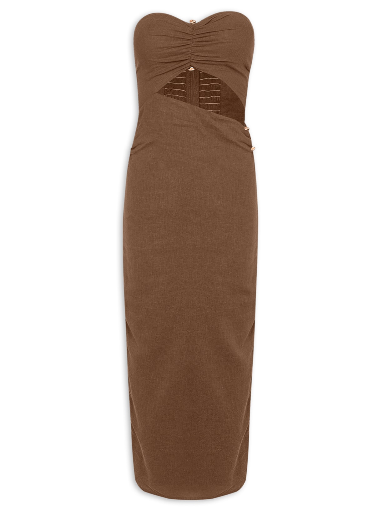 Vestido Midi Sonny Det - Marrom