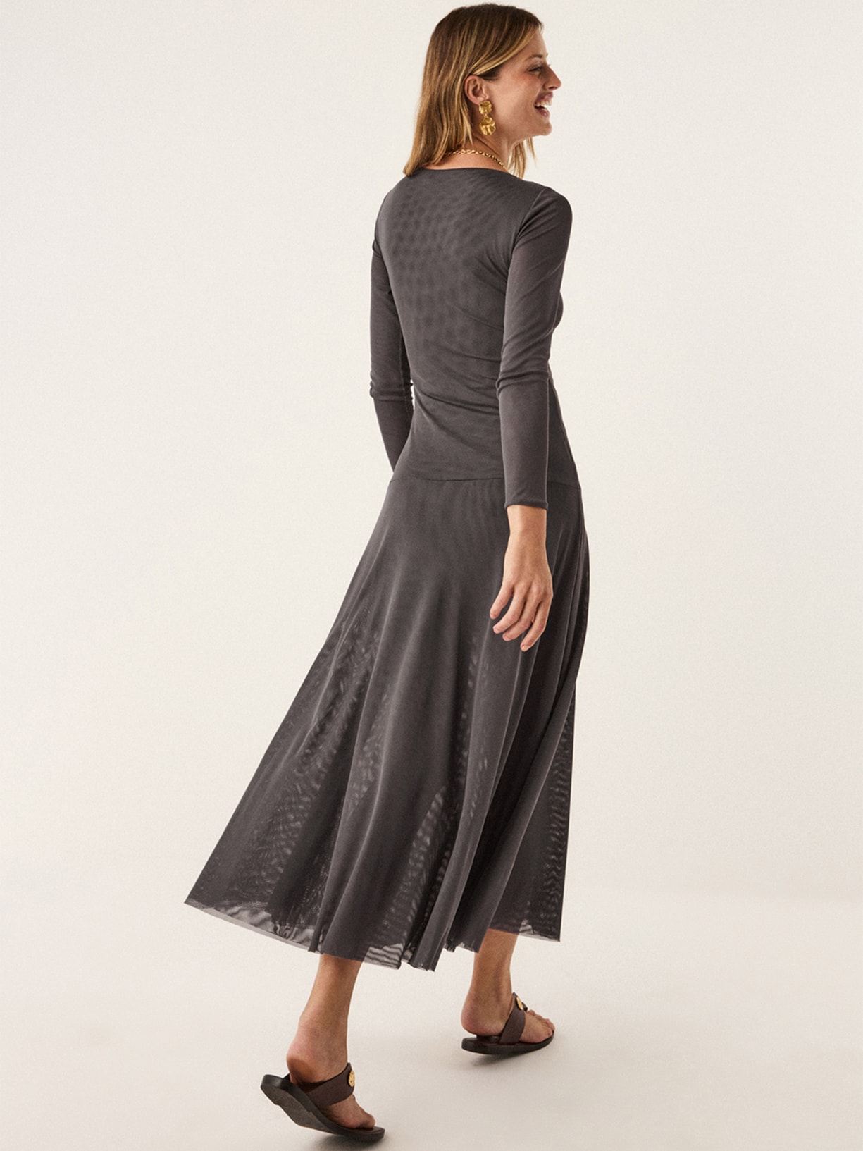 Vestido Midi Susana Cinza Vix