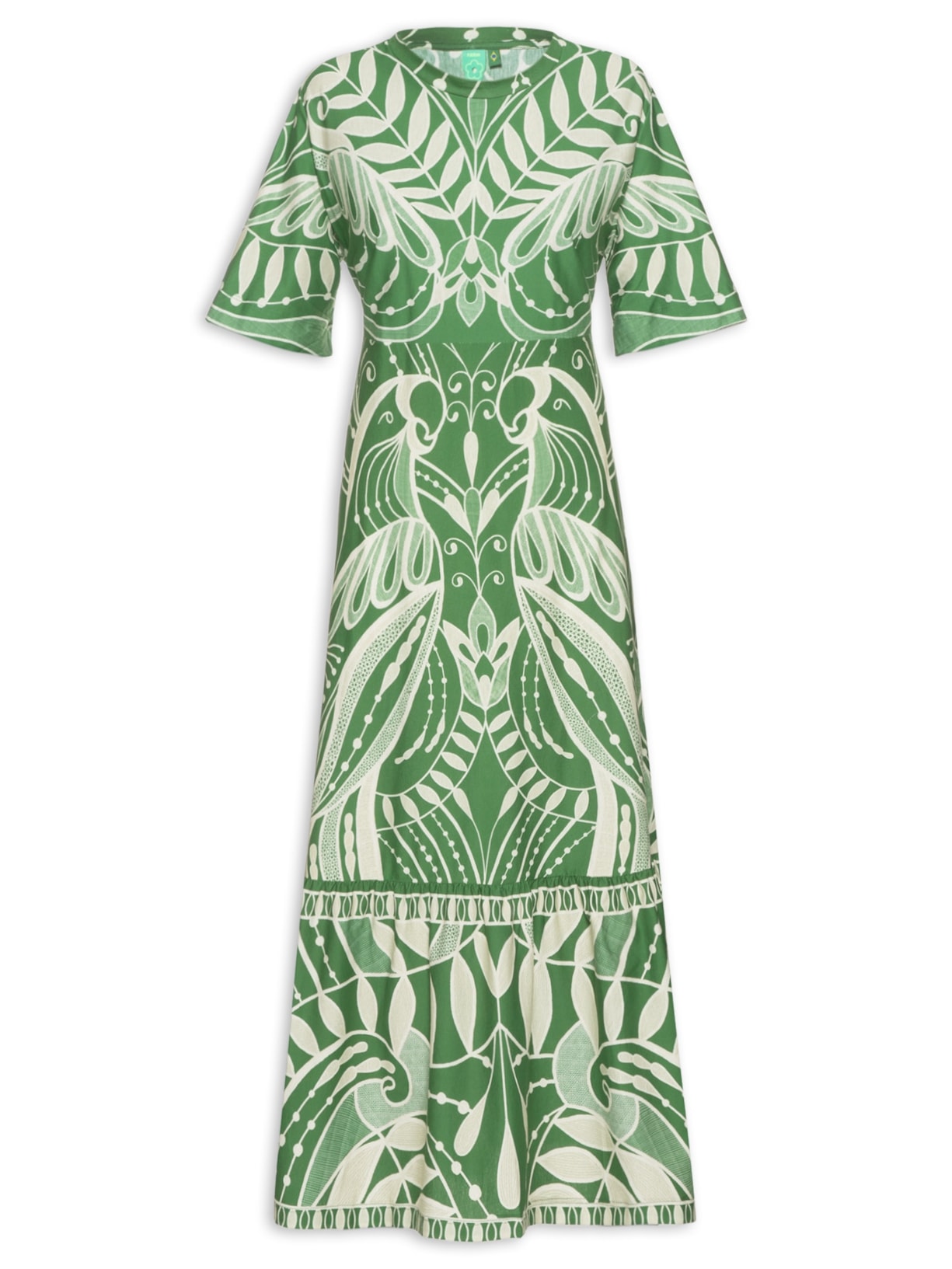 Vestido Midi T-Shirt Rendeira - Verde