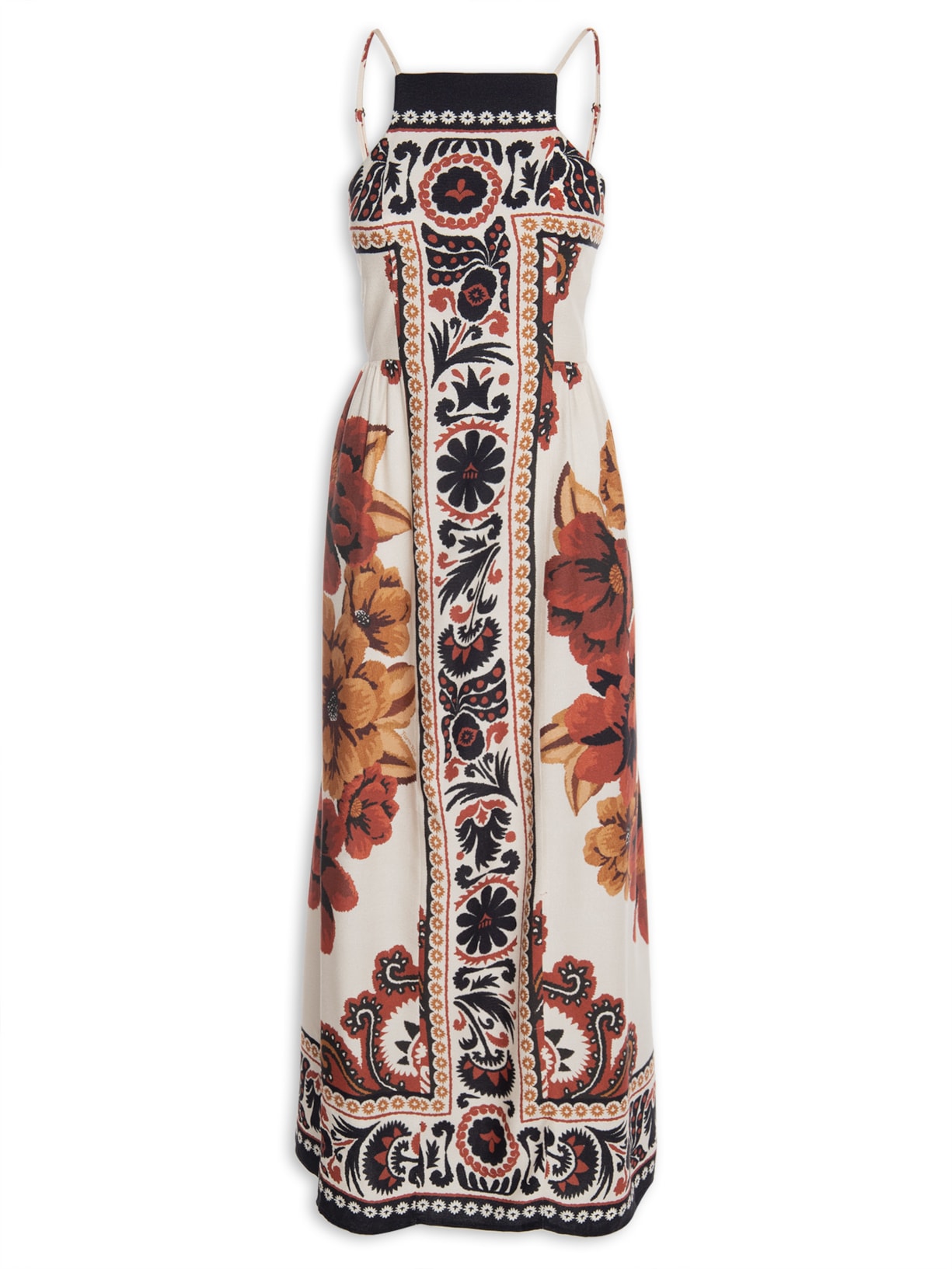 Vestido Midi Tapete De Flor - Bege