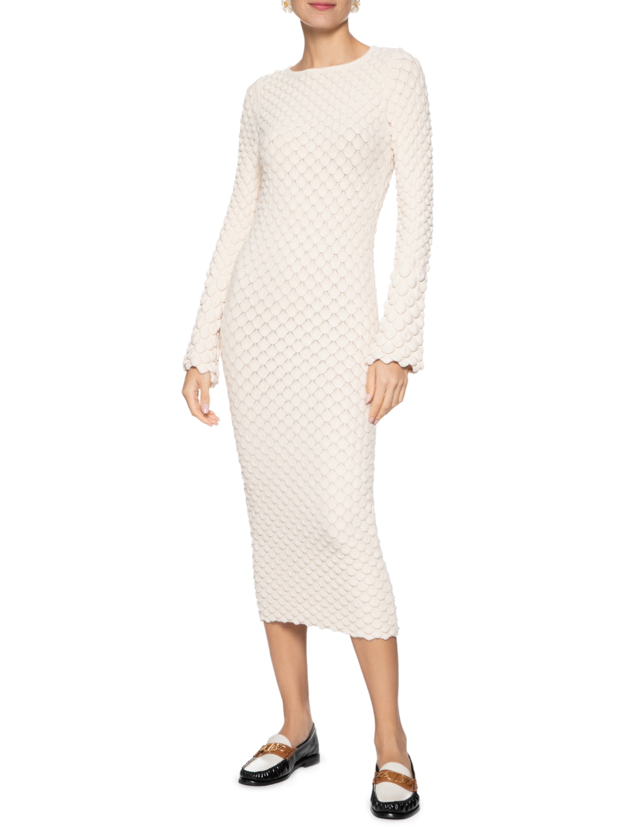 Vestido Midi Textura Bege Anselmi