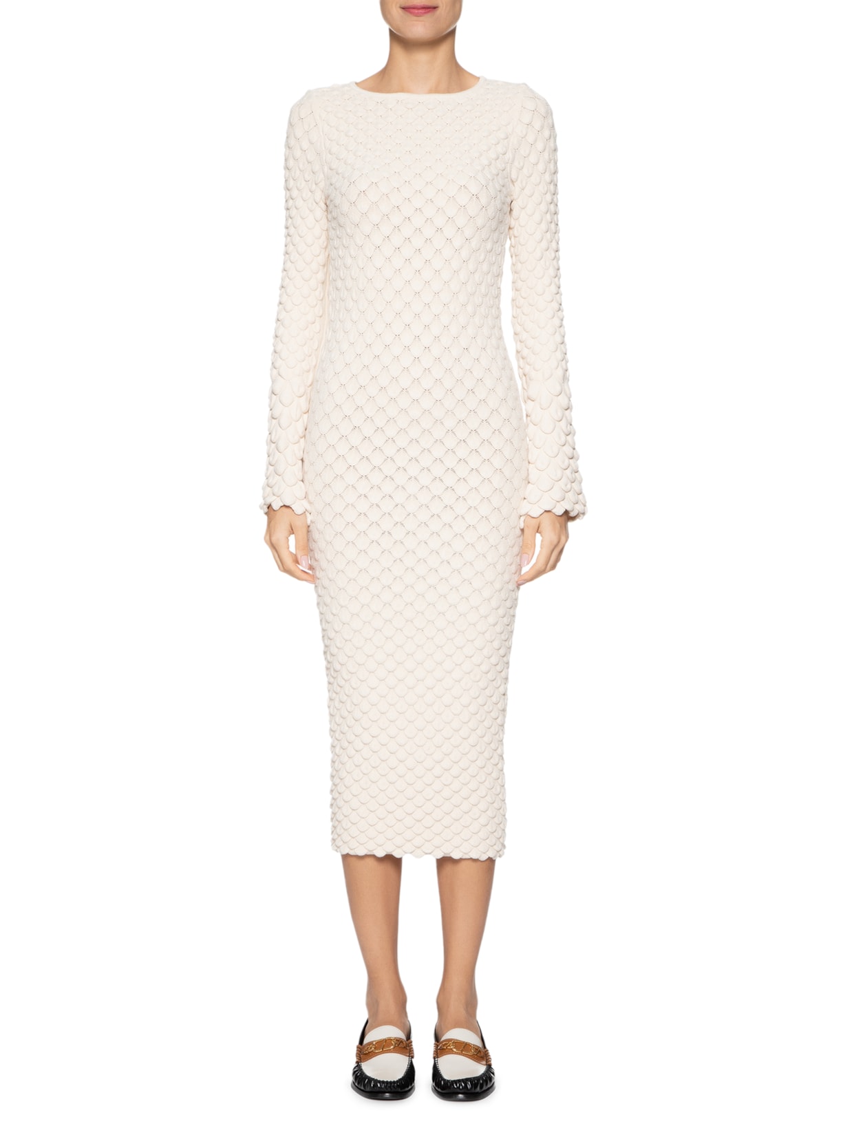 Vestido Midi Textura Bege Anselmi