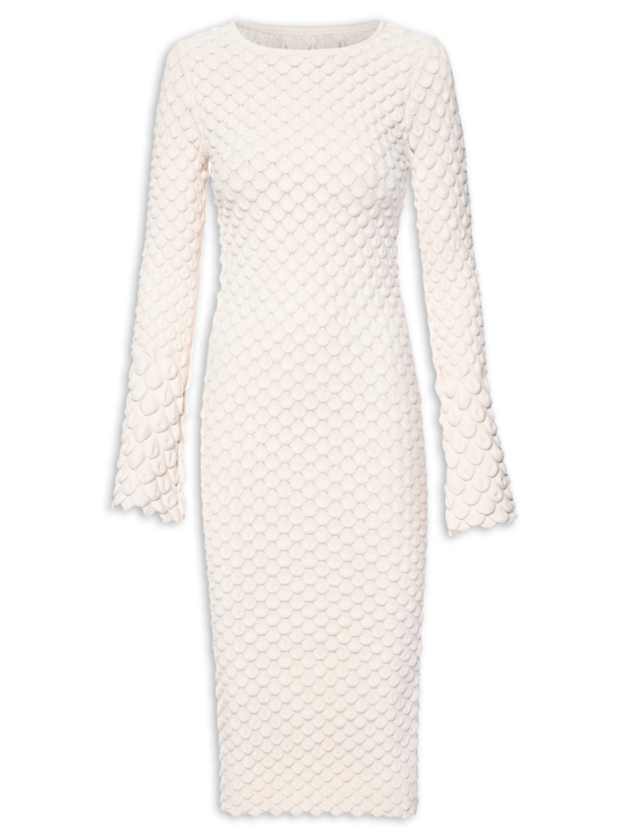 Vestido Midi Textura - Bege