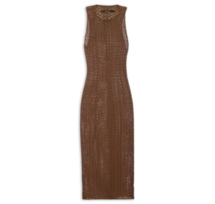 Vestido Midi Textura - Marrom