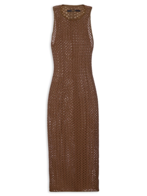 Vestido Midi Textura - Marrom