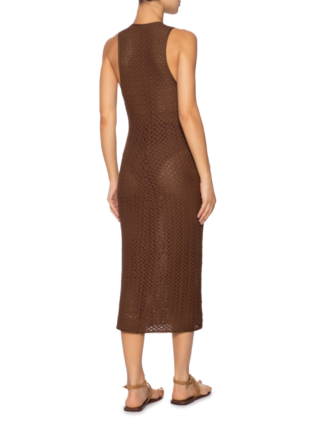 Vestido Midi Textura Marrom Animale