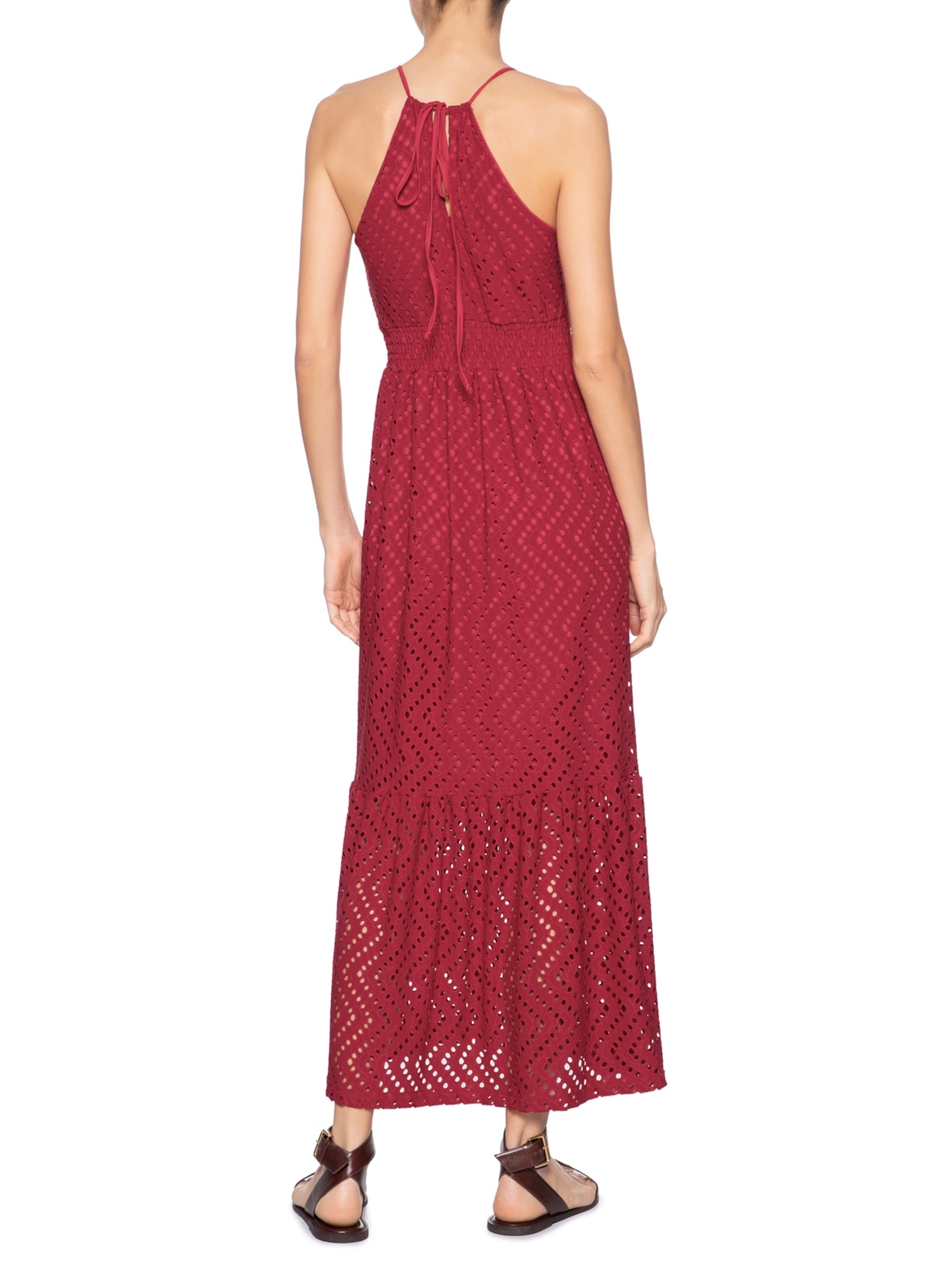 Vestido Midi Texturizado Vermelho Basiq